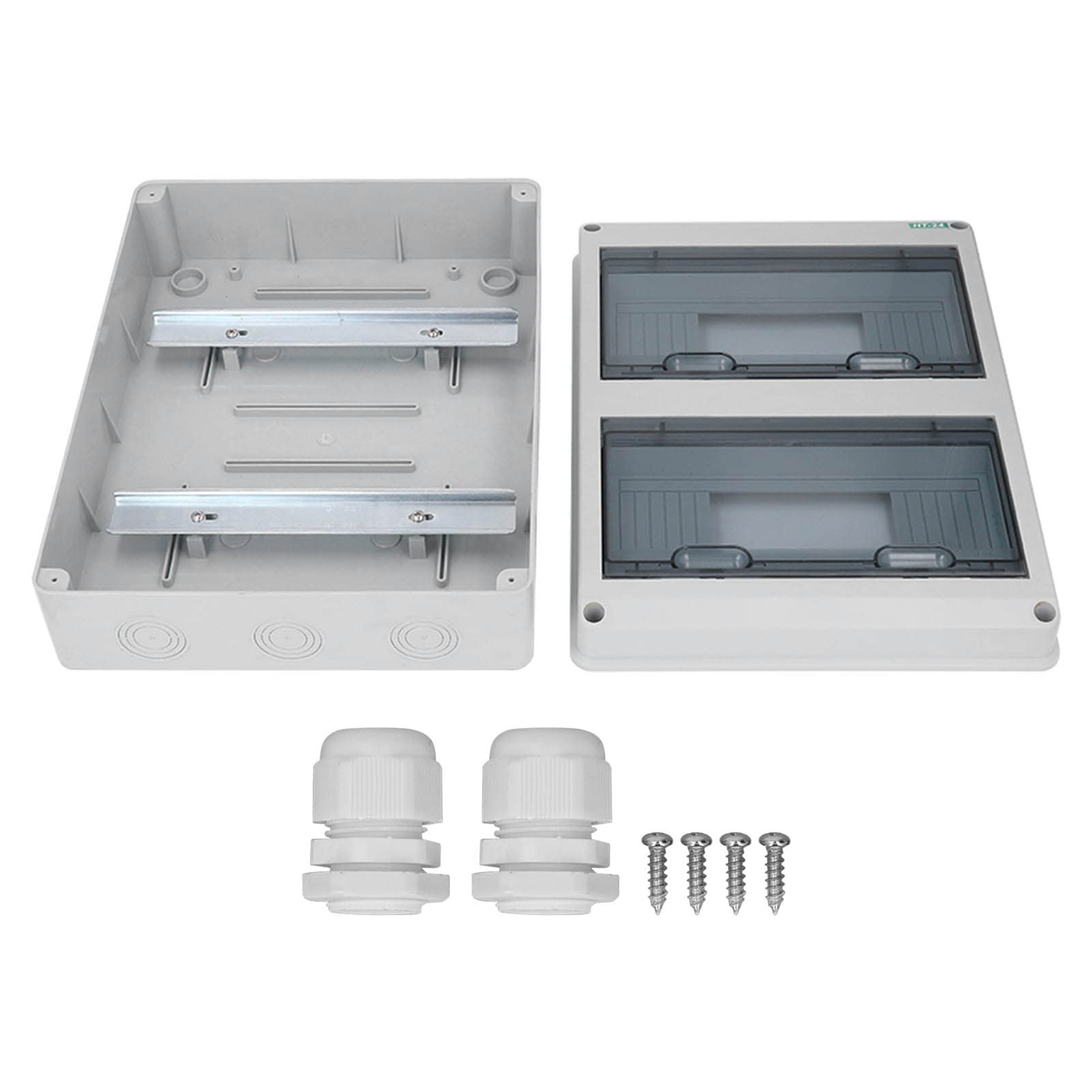 24-Way Transparent Circuit Breaker Box - Waterproof Distribution Junction Box with Open Mounted Design for Electrical Protection | Ideal for Home, Office & Industrial Power Distribution Systems