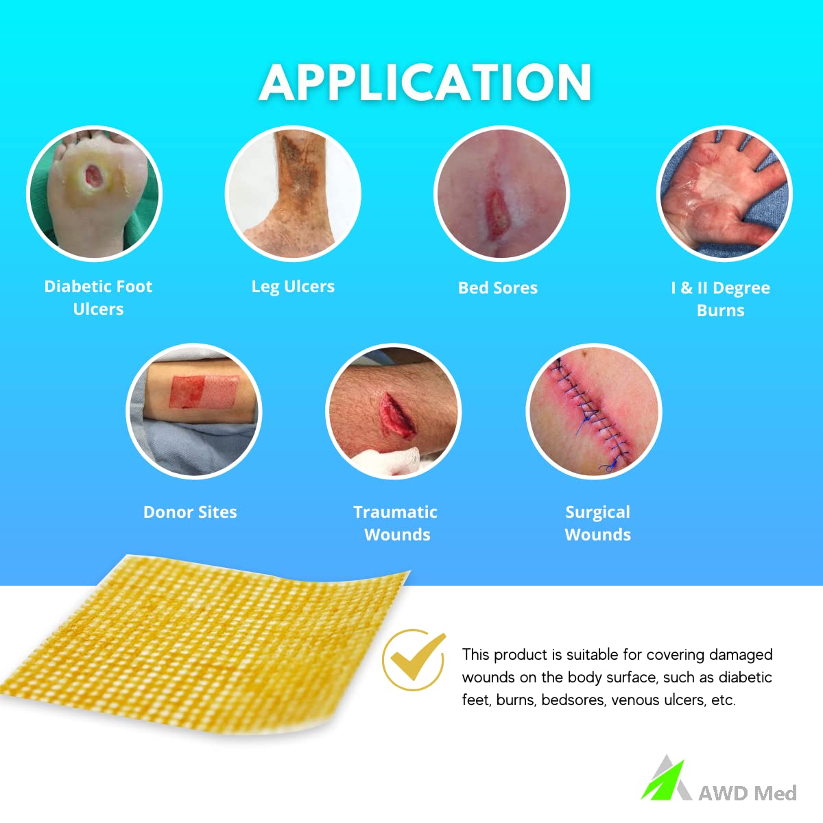 Manuka Honey Gauze Dressing - Medical Grade Wound Care Patches (10 Pack) for First Aid & Burns