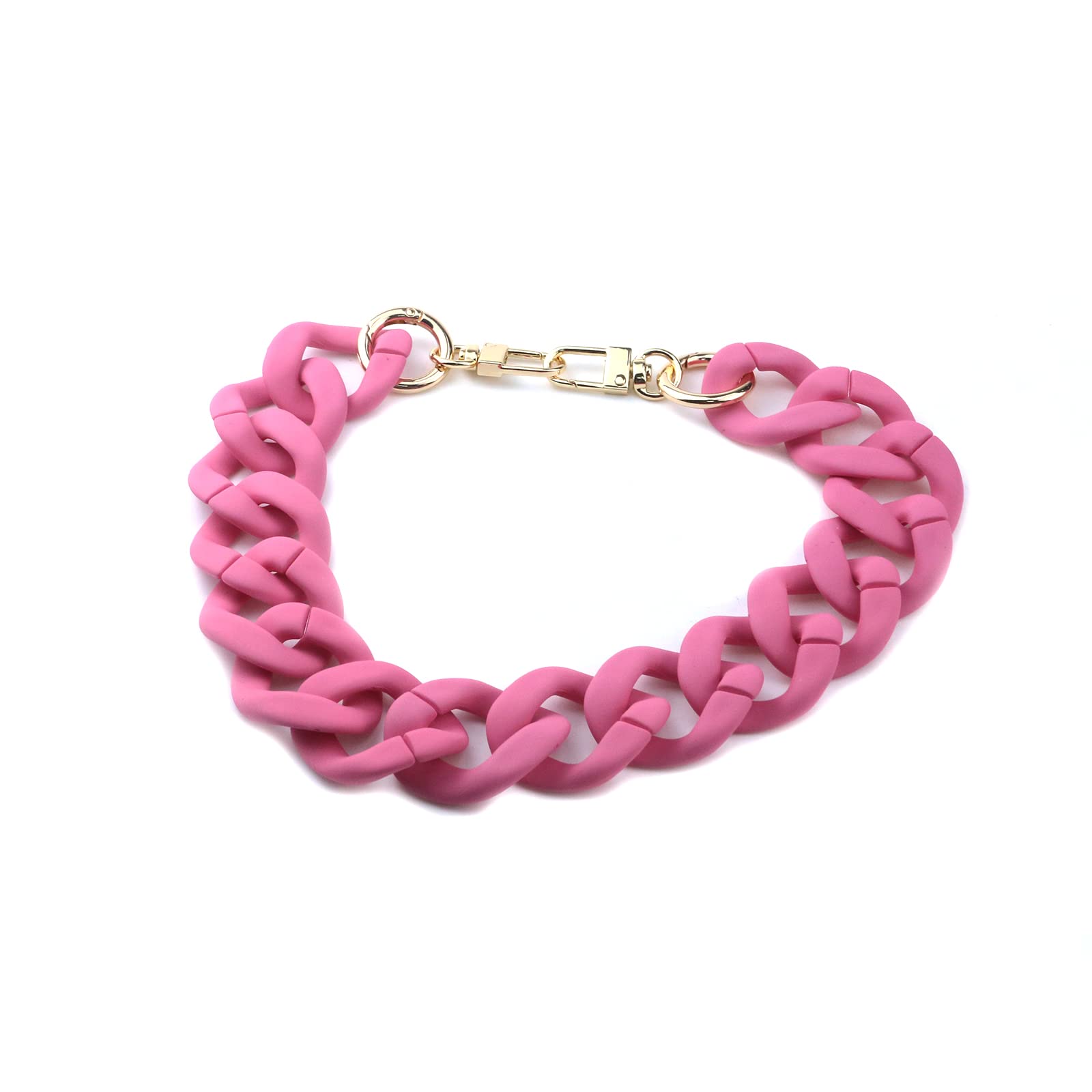 Acrylic Fishbone Handbag Chain Straps - Removable Purse Handle Replacement with Double Buckles for Shoulder & Crossbody Bags (Dark Pink, 45cm/17.72
