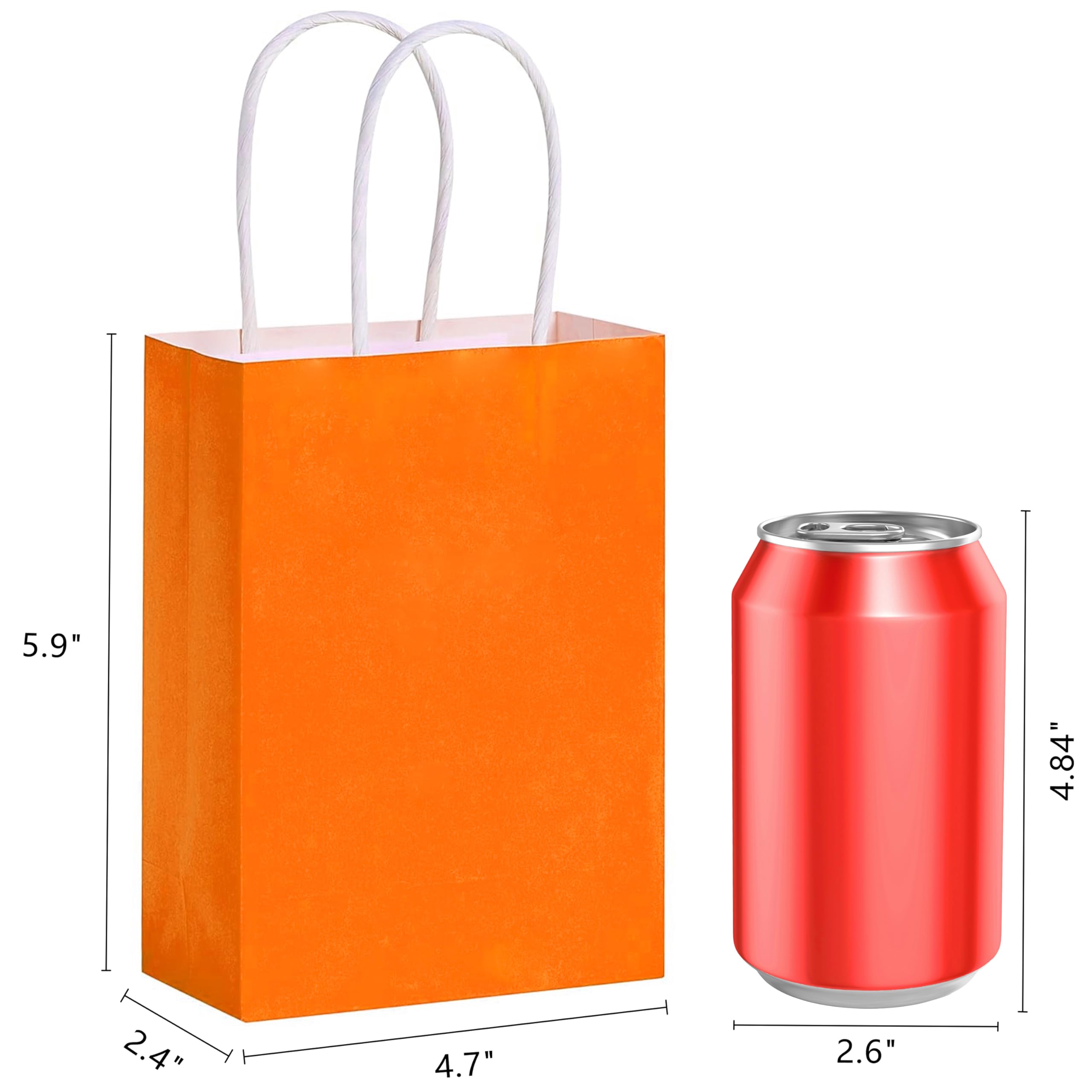 25 Pieces 6 Inch Mini Orange Gift Bags with Handles - SUNCOLOR Small Party Favor Bags for Halloween, Birthday, Baby Shower & Wedding Favors - Perfect for Candy, Treats & Small Gifts