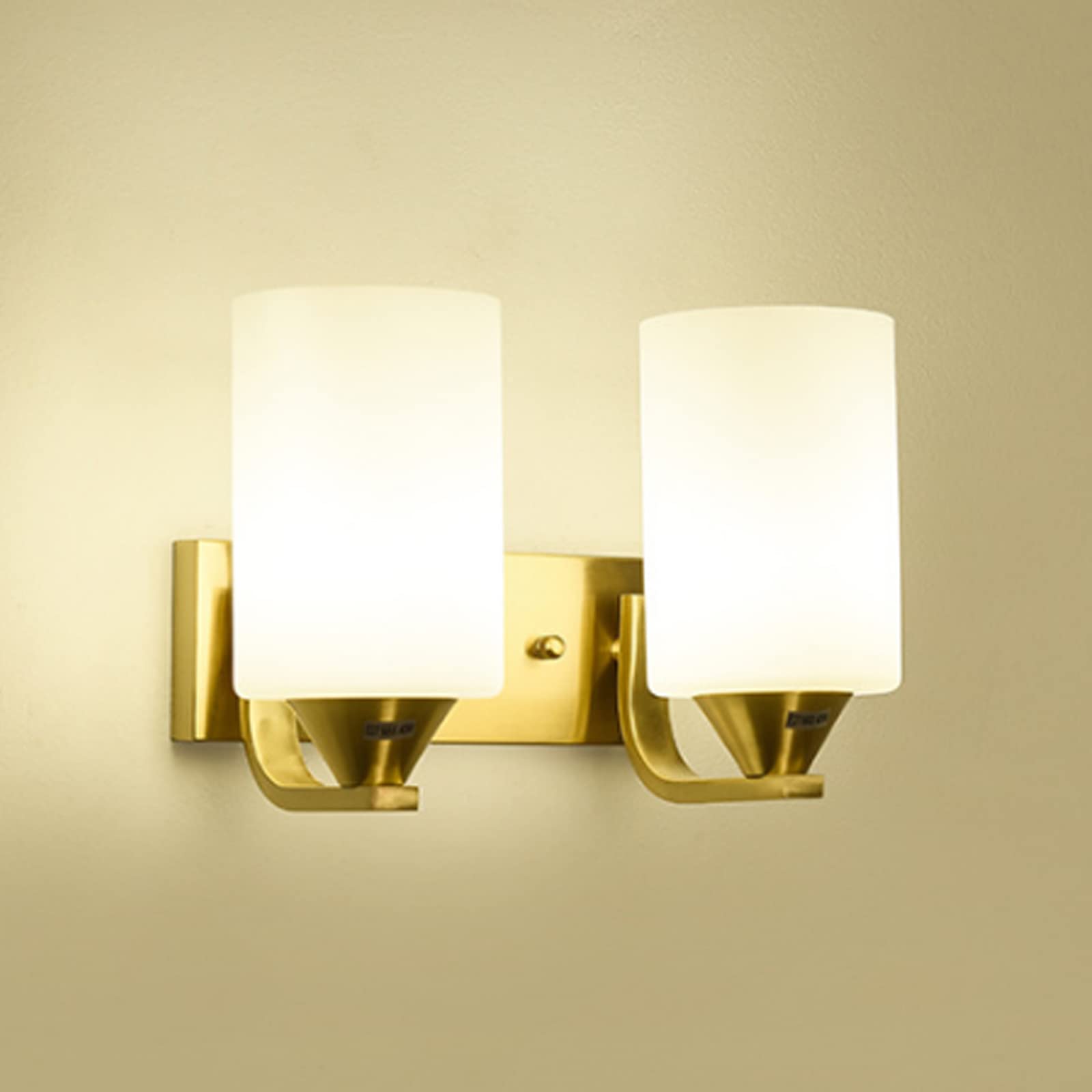 Vintage Double Head E27 LED Wall Sconce - Copper Finish Modern Retro Bedside Reading Lamp for Bedroom, Hotel & Corridor Lighting (26x20cm) - Perfect for Cozy Reading Nooks & Ambient Hallway Illumination