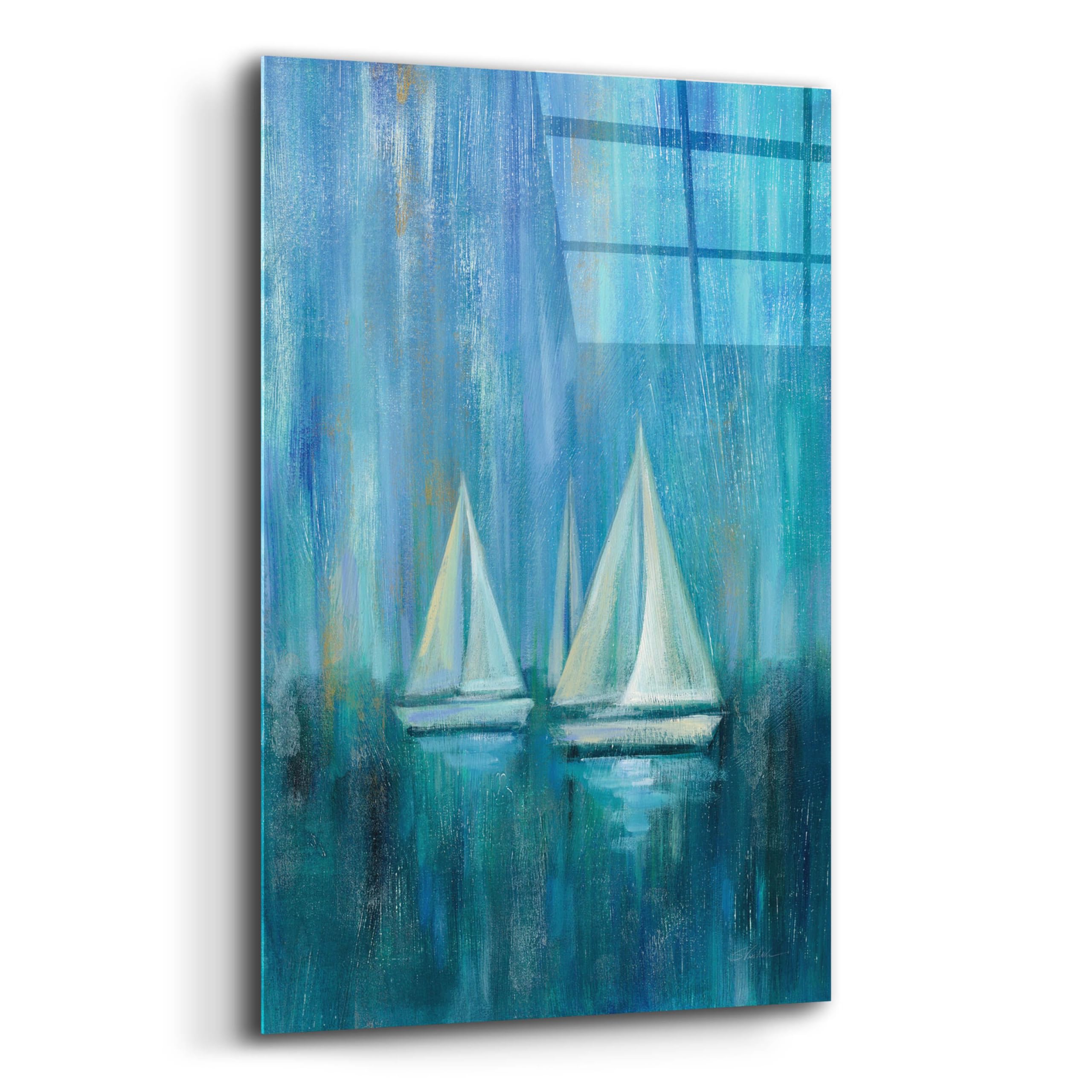 Epic Art 'Sailboat Simplicity II' by Silvia Vassileva - 16x24 Inch Acrylic Glass Wall Decor - Modern Nautical Painting for Living Room, Bedroom & Office