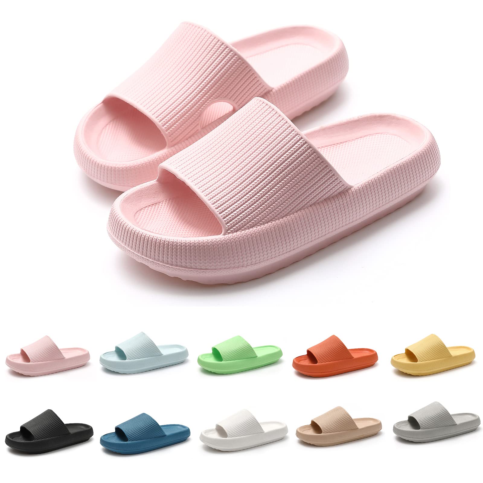 BOOMSHEEP Non-Slip Cloud Pillow Slippers for Women & Men - Soft Thick-Soled House Shoes with Memory Foam - Indoor/Outdoor Comfort Slides for Bedroom, Living Room & Backyard Relaxation