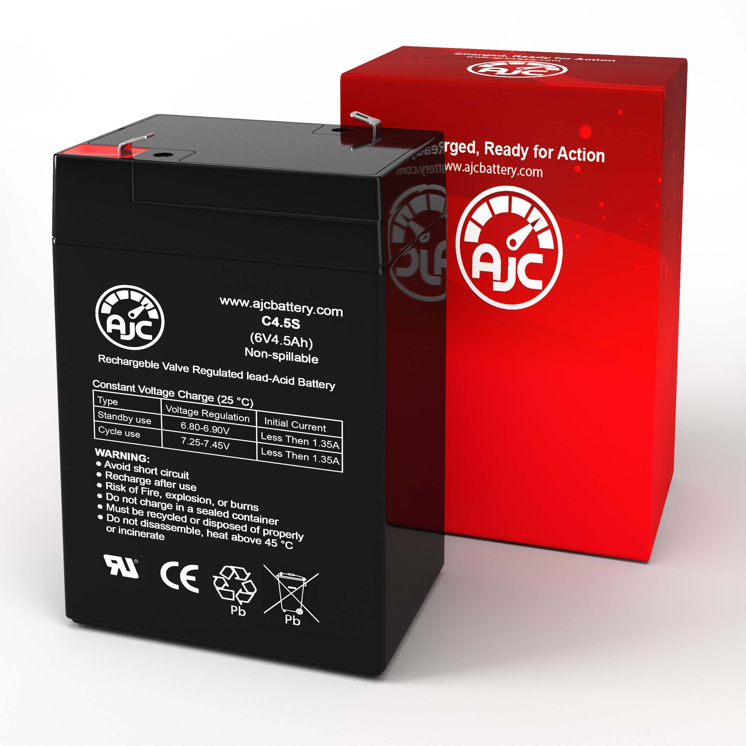 AJC 6V 4.5Ah Rechargeable Battery Replacement for ADI K4362 Alarm System - Perfect for Home Security, Emergency Lighting & Backup Power Supply