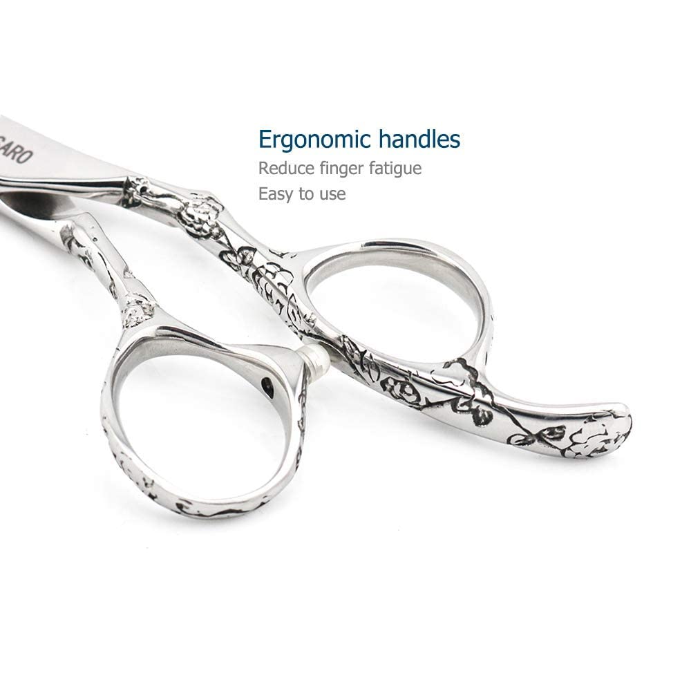 Kinsaro Professional 6 Inch Hair Cutting Scissors & 5.75 Inch Thinning Shears - Barber Scissors for Hairstyling, Trimming & Texturizing - Perfect for Salon Professionals & Home Haircuts