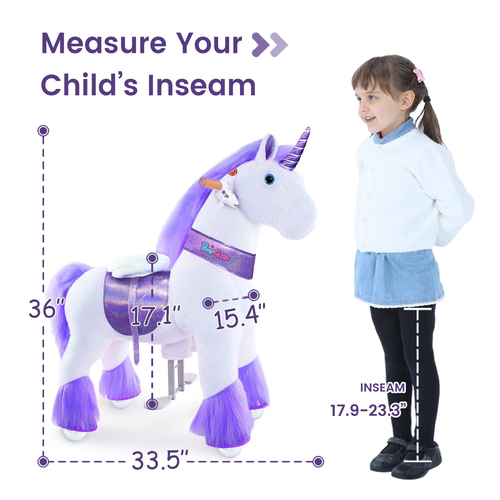 Ponycycle Ride-On Toy for Kids Ages 4-8 | Medium Size | Interactive Rocking Horse for Indoor & Outdoor Play | Perfect Birthday Gift for Boys & Girls