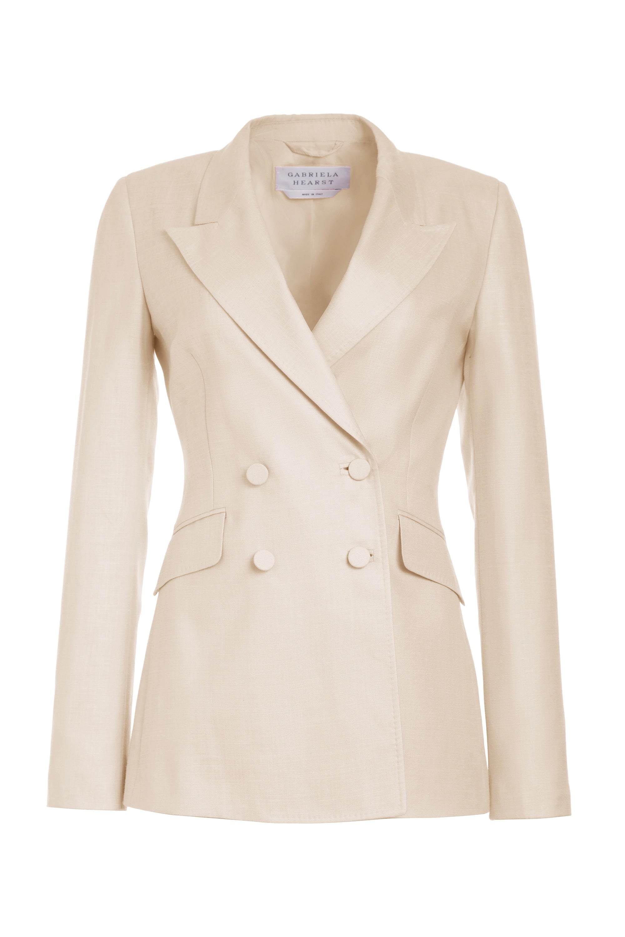 Stephanie Blazer in Oatmeal - Premium Virgin Wool & Silk Linen Twill Jacket for Women | Perfect for Office Wear, Business Meetings & Formal Occasions