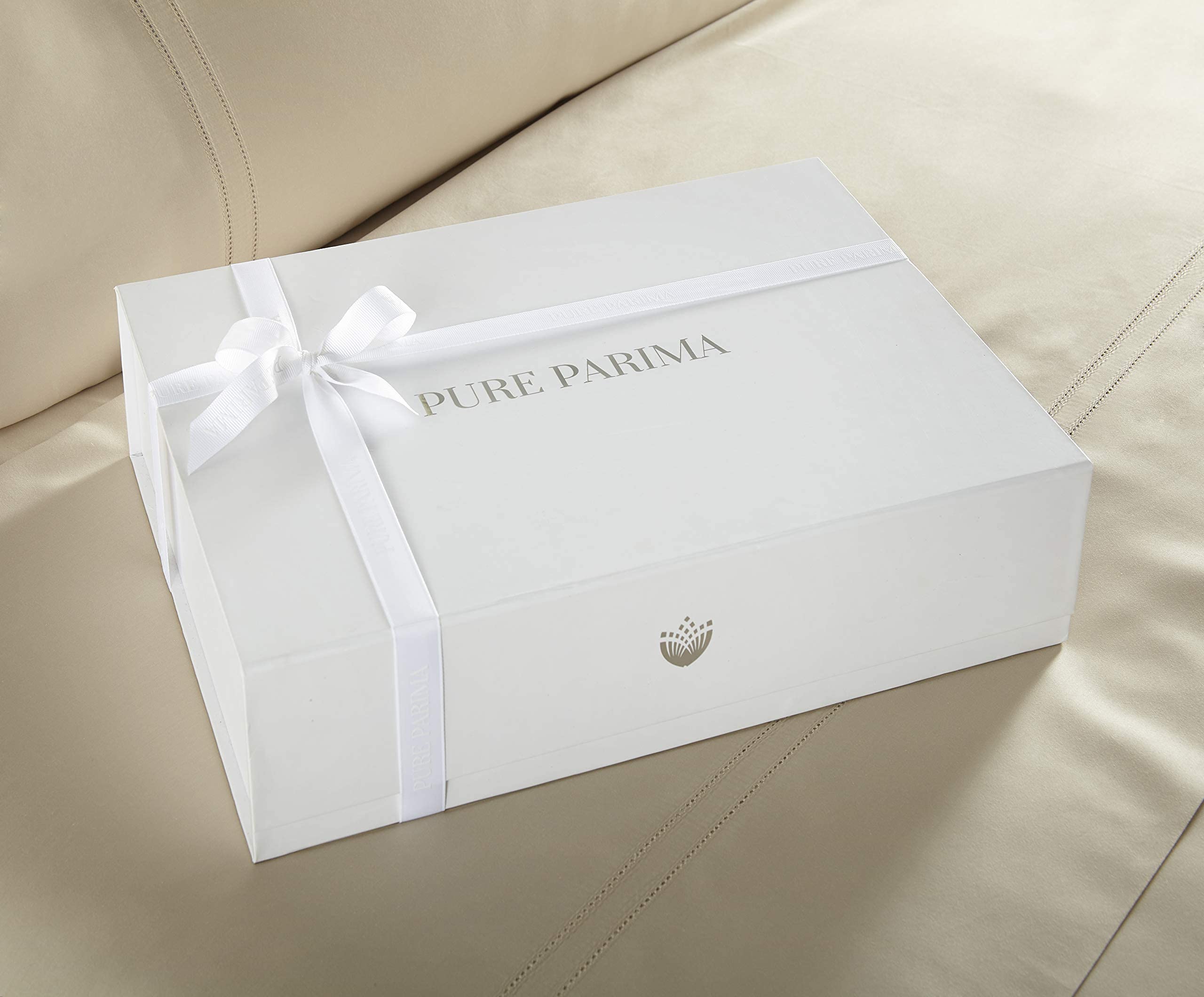 Pure Parima Luxury 100% CEA Certified Egyptian Cotton Sheet Set - Extra-Long Staple, Cooling & Breathable Queen Size Bedding with Flat Sheet, Fitted Sheet & 2 Pillowcases (Tan) - Perfect for Hot Sleepers & All-Season Comfort