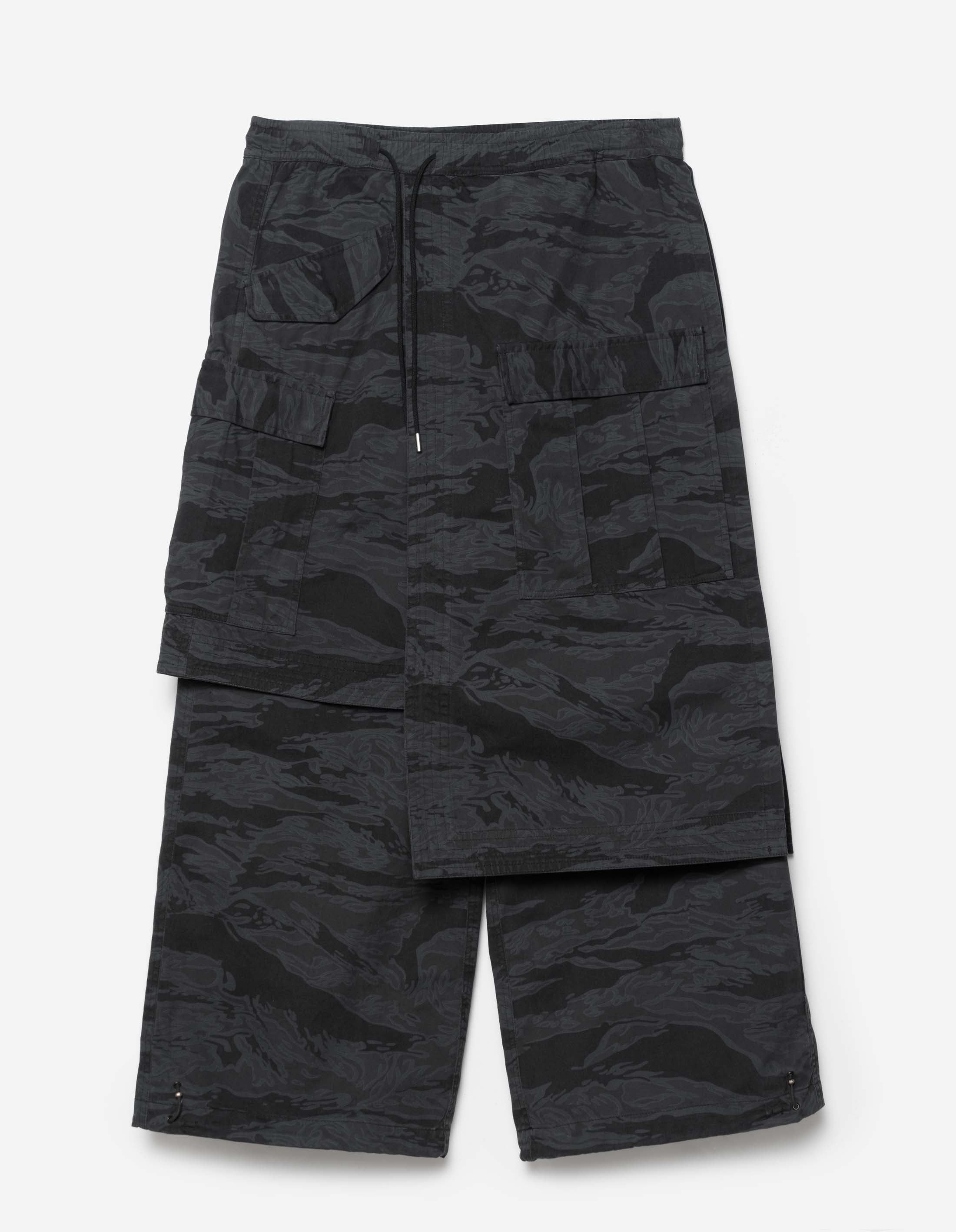 6110 Camo Asym Hakama Track Pants - Subdued Night Camouflage Joggers for Men | Perfect for Outdoor Workouts, Martial Arts Training & Streetwear Fashion