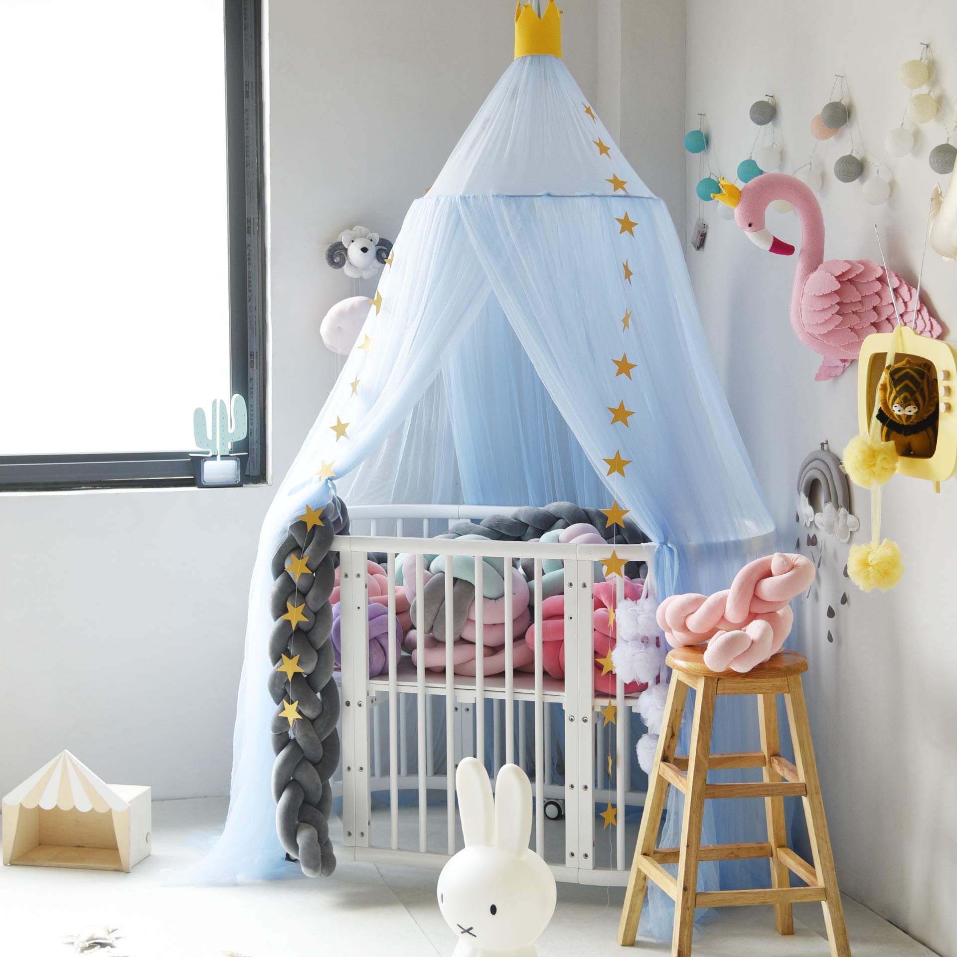 Girls Bed Canopy - Soft, Washable & Easy to Install Princess Crib Canopy with Star Decor for Nursery, Toddler Bed or Reading Nook - Blue | Perfect for Birthday Gifts, Room Decor & Creating a Dreamy Sleep Space