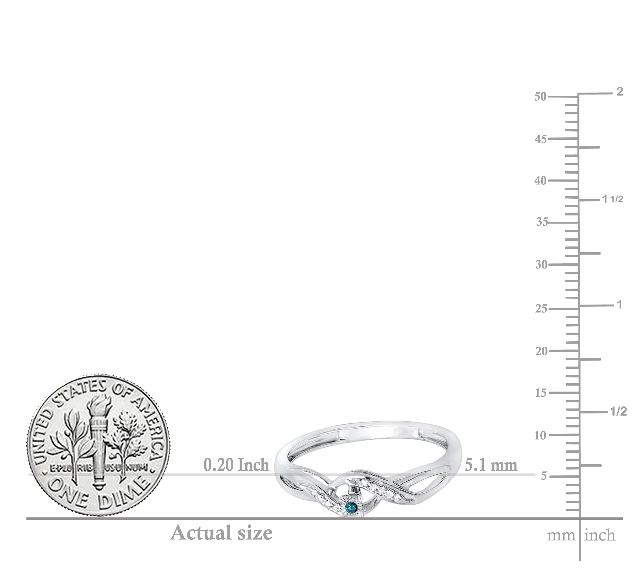 Dazzlingrock Collection 0.06 Carat (ctw) Round Blue & White Diamond Women's Swirl Bridal Promise Engagement Ring in Sterling Silver - Perfect for Proposals, Anniversaries & Special Occasions