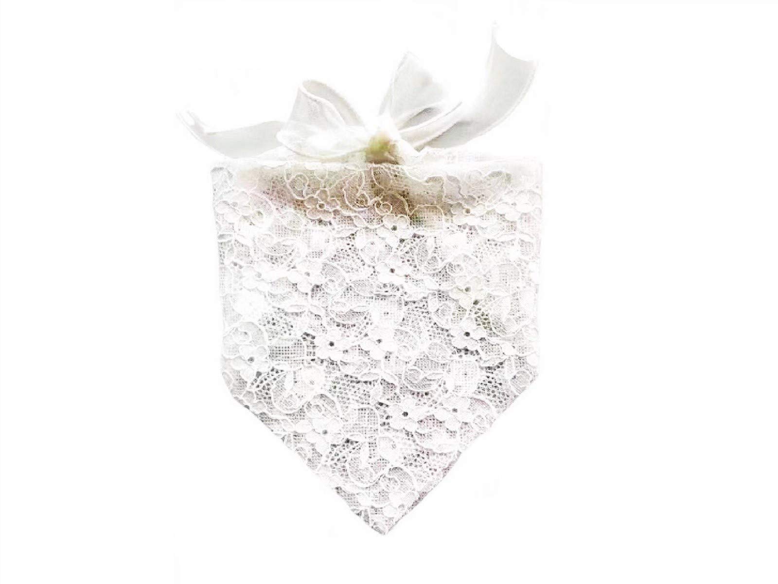 White Lace Princess Dog Wedding Bandana - Adjustable Scarf for Small, Medium & Large Dogs | Perfect for Pet Weddings, Birthday Parties & Photo Shoots