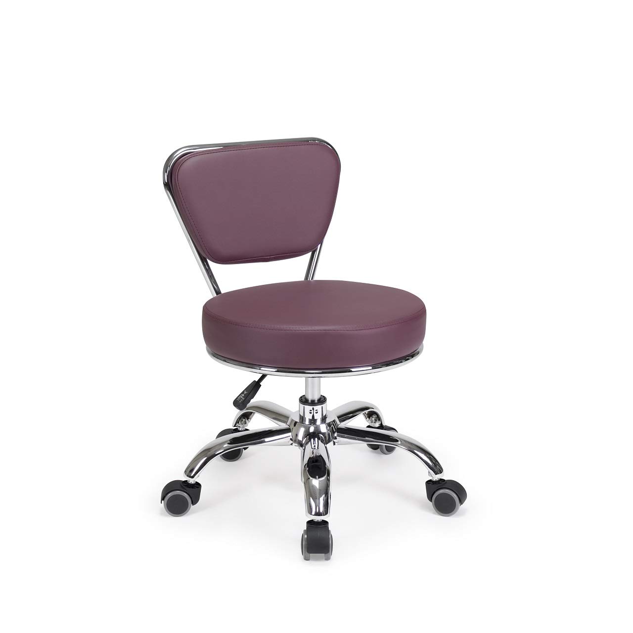Dayton Garage Rolling Seat (Burgundy) - Adjustable Height 13-15 Inch Pneumatic Stool for Mechanics, Gardening & Industrial Work | Workshop, Factory & Home Use