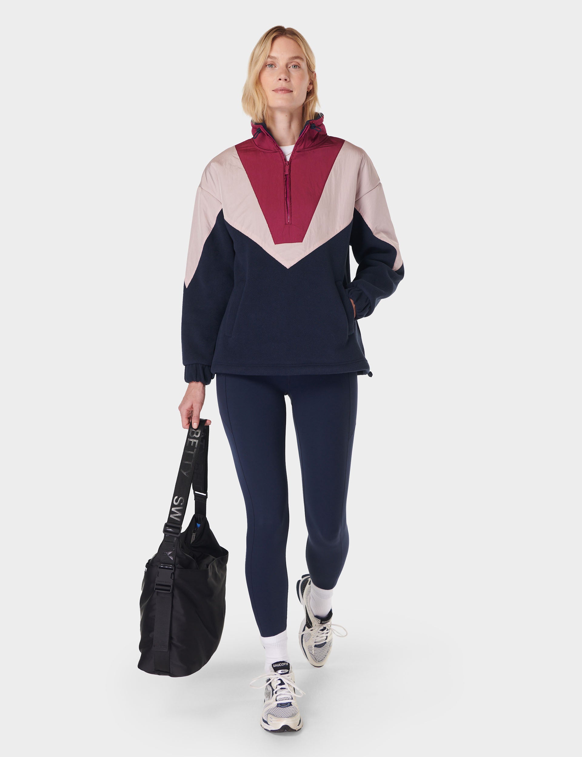 Orbit Fleece Half Zip Pullover - Navy Blue Color Block Design | Cozy & Stylish for Outdoor Activities, Hiking, and Casual Wear