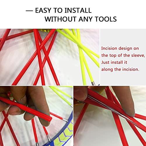 72Pcs Spoke Skins - Motocross Wheel Covers for Dirt Bikes & ATVs - High Visibility Reflective Wheel Reflectors in 10 Colors (Yellow) - Perfect for Night Riding and Off-Road Safety