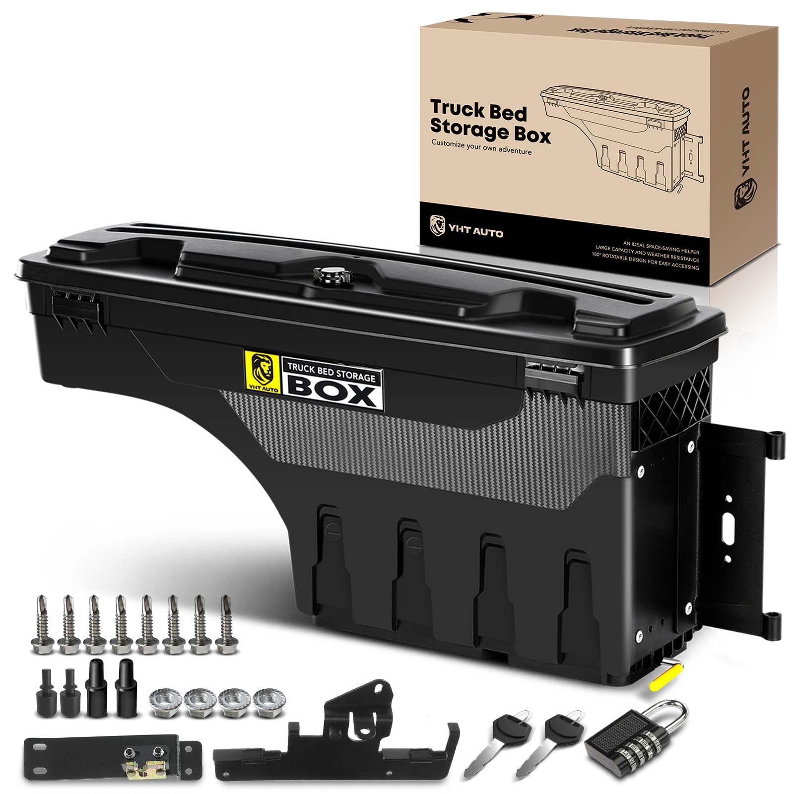 Lockable Truck Bed Tool Box for Toyota Tacoma 2005-2022 | Passenger Side Storage Box | Waterproof & Swing Wheel Well Toolbox | Perfect for Camping, Work Tools & Outdoor Gear Organization