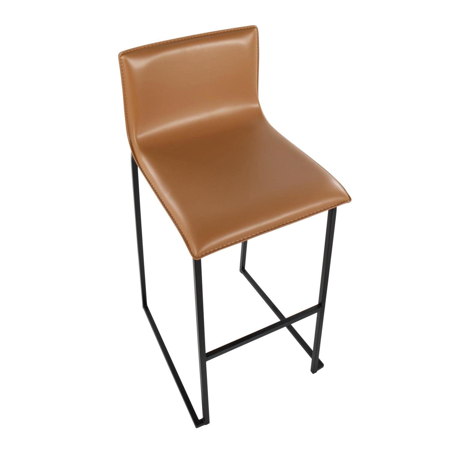 LumiSource Mara Bar Stool Set of 2 - Modern Black Counter Height Bar Chairs with Back Support - Perfect for Kitchen Island, Breakfast Nook & Home Bar Decor