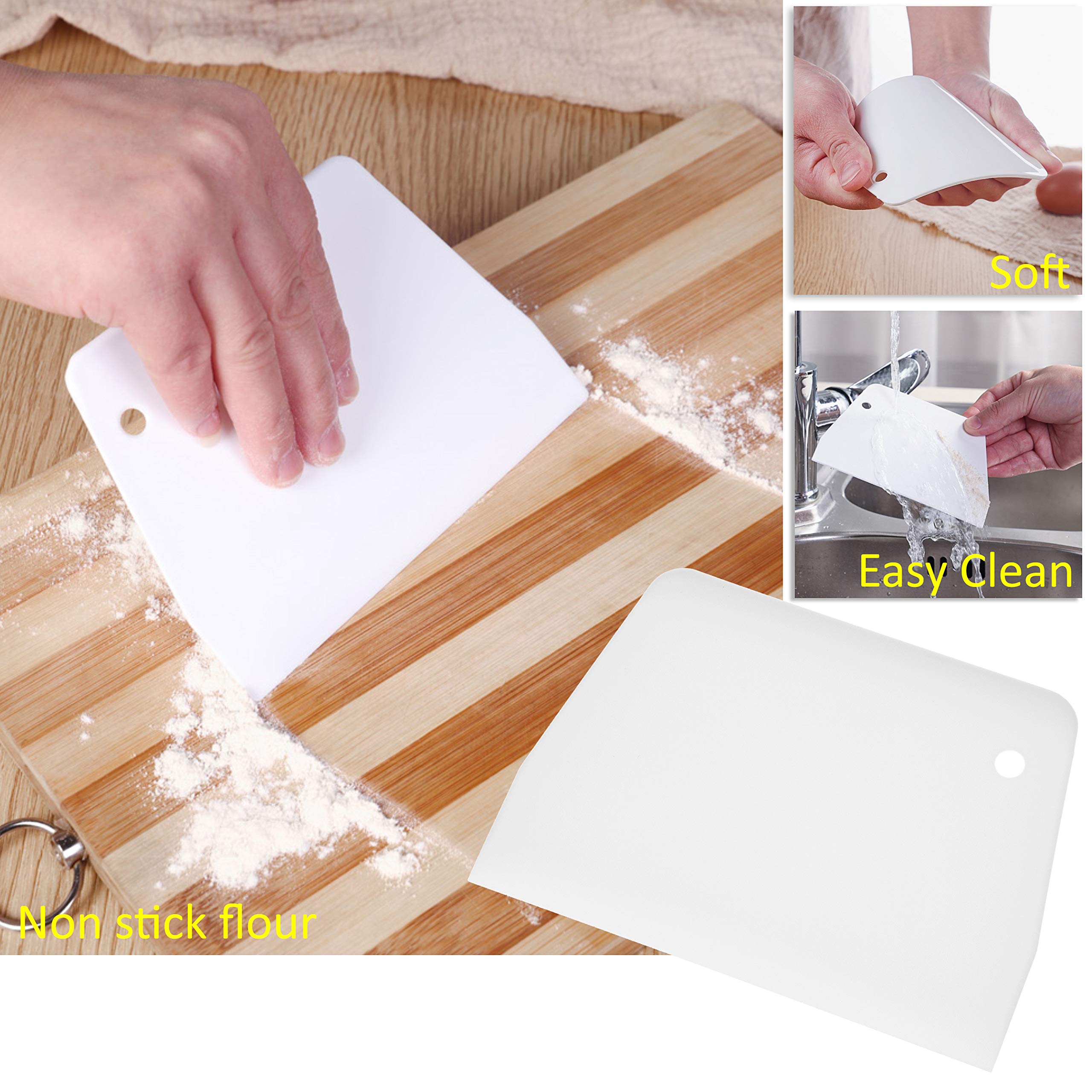 Kare & Kind Dough Scraper & Cake Scraper Set - Stainless Steel Baking Tools for Cutting, Chopping, Mixing & Smoothing - Perfect for Cakes, Cookies, Bread, Pizza Dough & Pastries - Essential Kitchen Utensils for Bakers & Home Chefs - Great for Holiday Baking & Meal Prep
