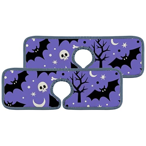 Cartoon Bats Moons Skulls Trees Purple