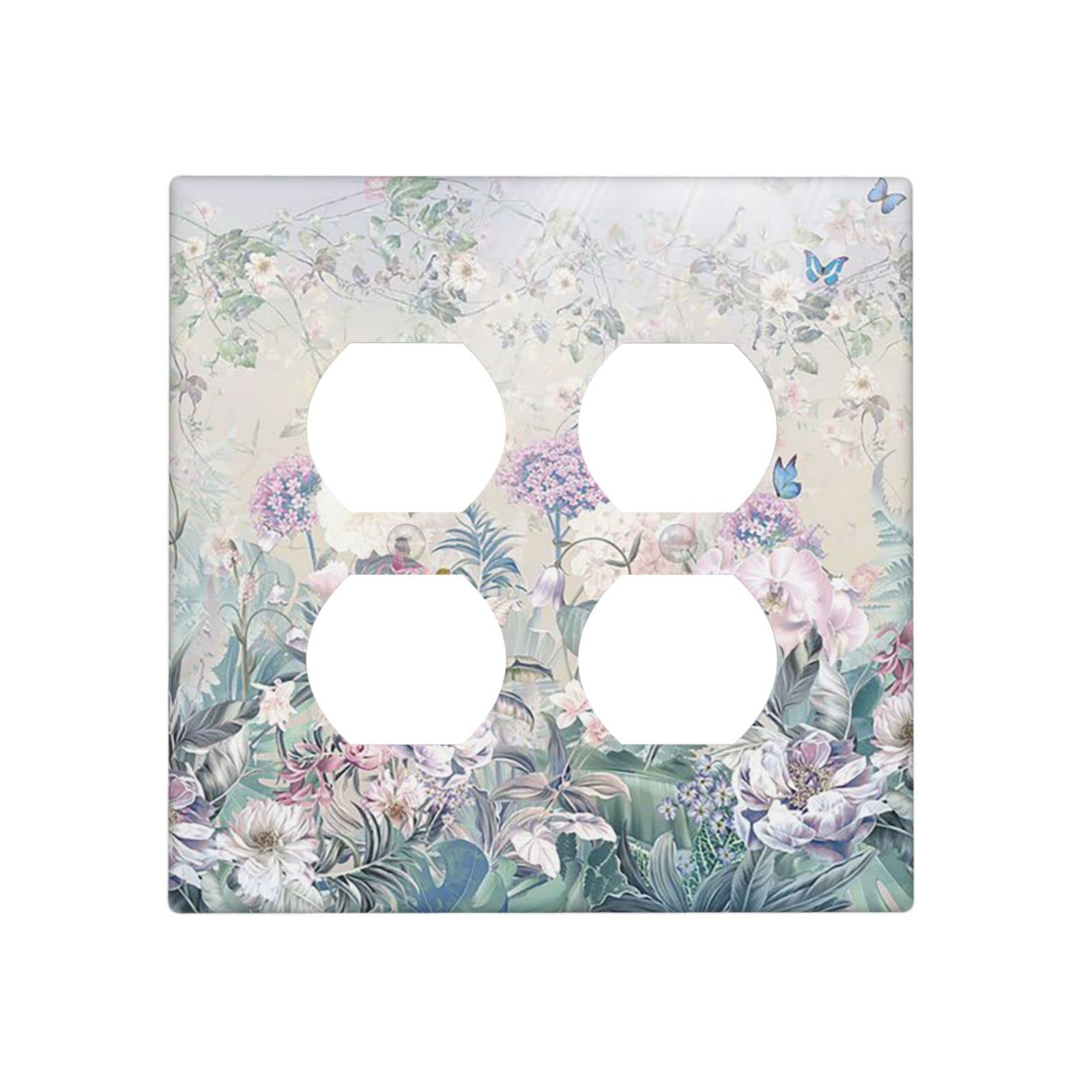 Floral Bird Double Duplex Outlet Cover - Decorative Electrical Switch Plate for Home, Bathroom & Bedroom - 4.5