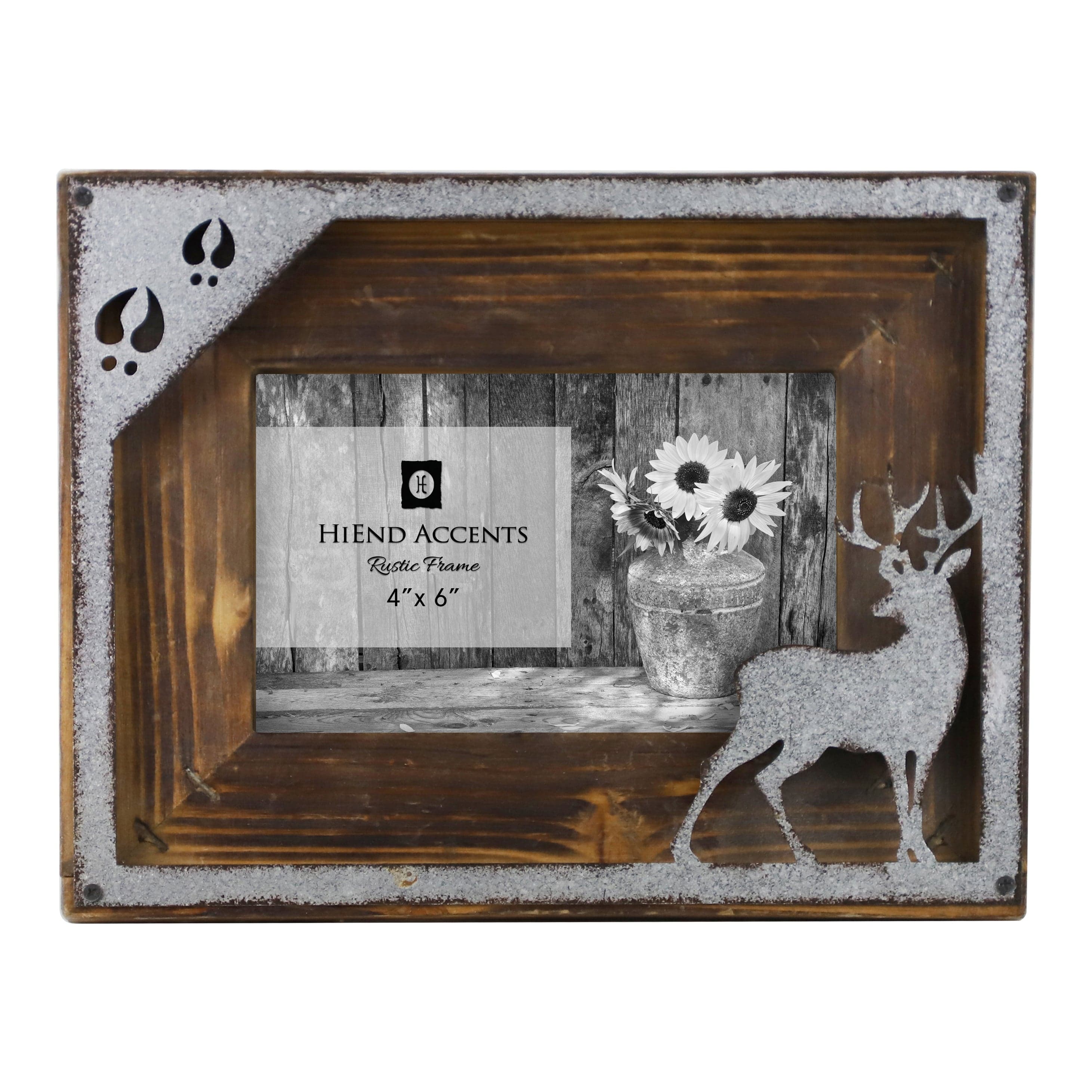 Deer Cutout Picture Frame - Rustic Wooden Photo Display for Wall Decor, Perfect for Living Room, Bedroom, or Nursery - Great for Family Photos and Nature-Themed Home Decor