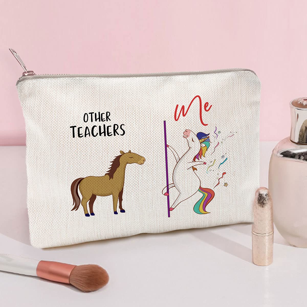 Funny Teacher Gifts - Best Makeup Case for Women Teachers | Graduation Gift for Students | Cosmetic Bag for School, Work & Travel