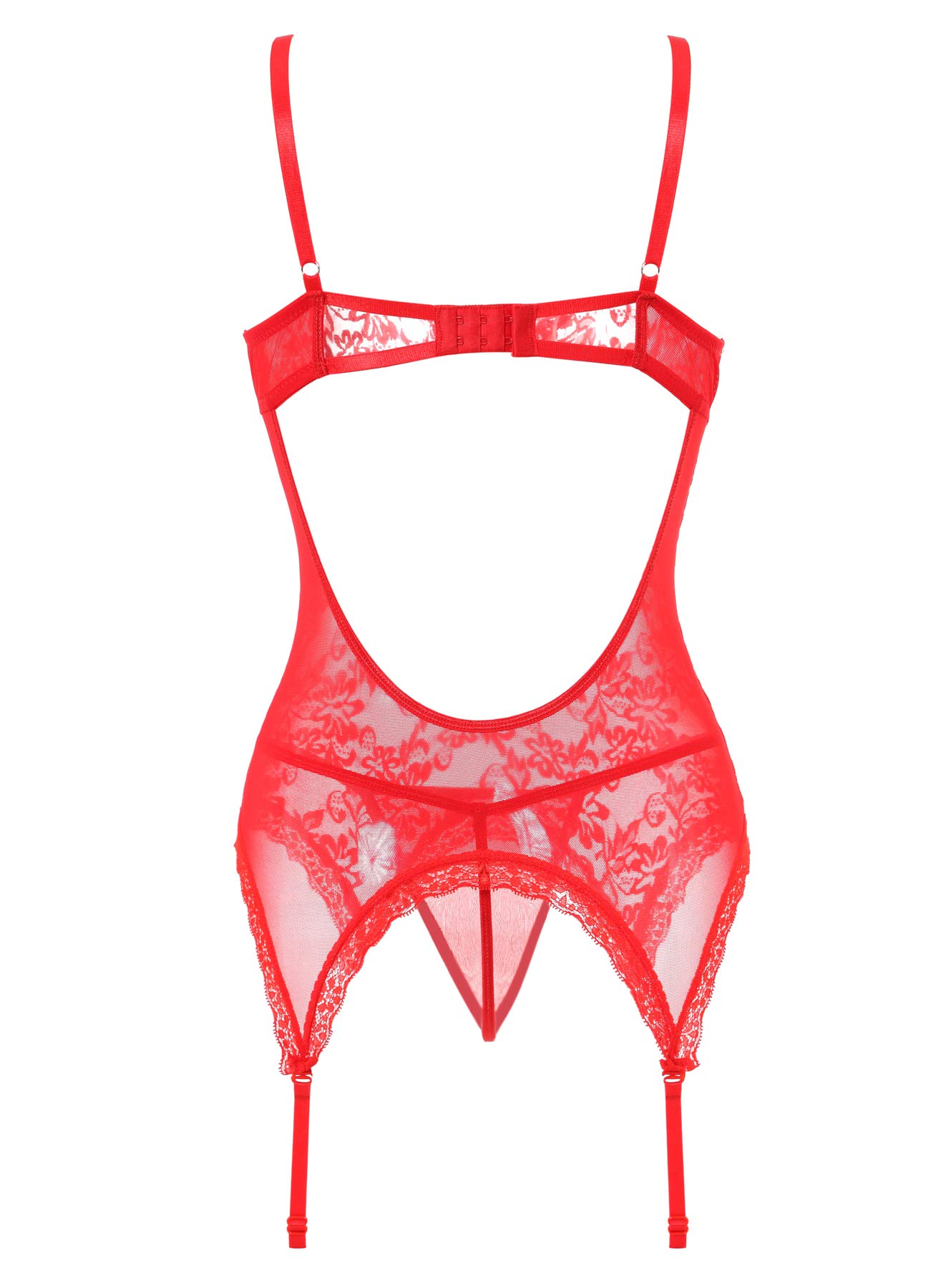 Anyou Women's Lingerie Set - Stretchy Lace Teddy with Stockings, Plus Size S-XXXXL | Sexy Lingerie for Valentine's Day, Bridal Shower & Romantic Nights