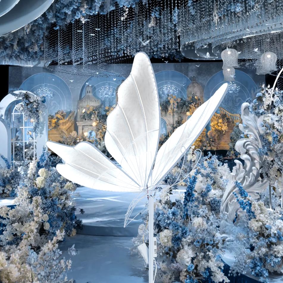 60cm White LED Butterfly Floor Lamp - Elegant Wedding Decor for Bridal Party, Event Centerpiece & Home Lighting - Romantic Ceiling Hanging Light for Bedroom, Living Room & Outdoor Events (23.6 Inch)