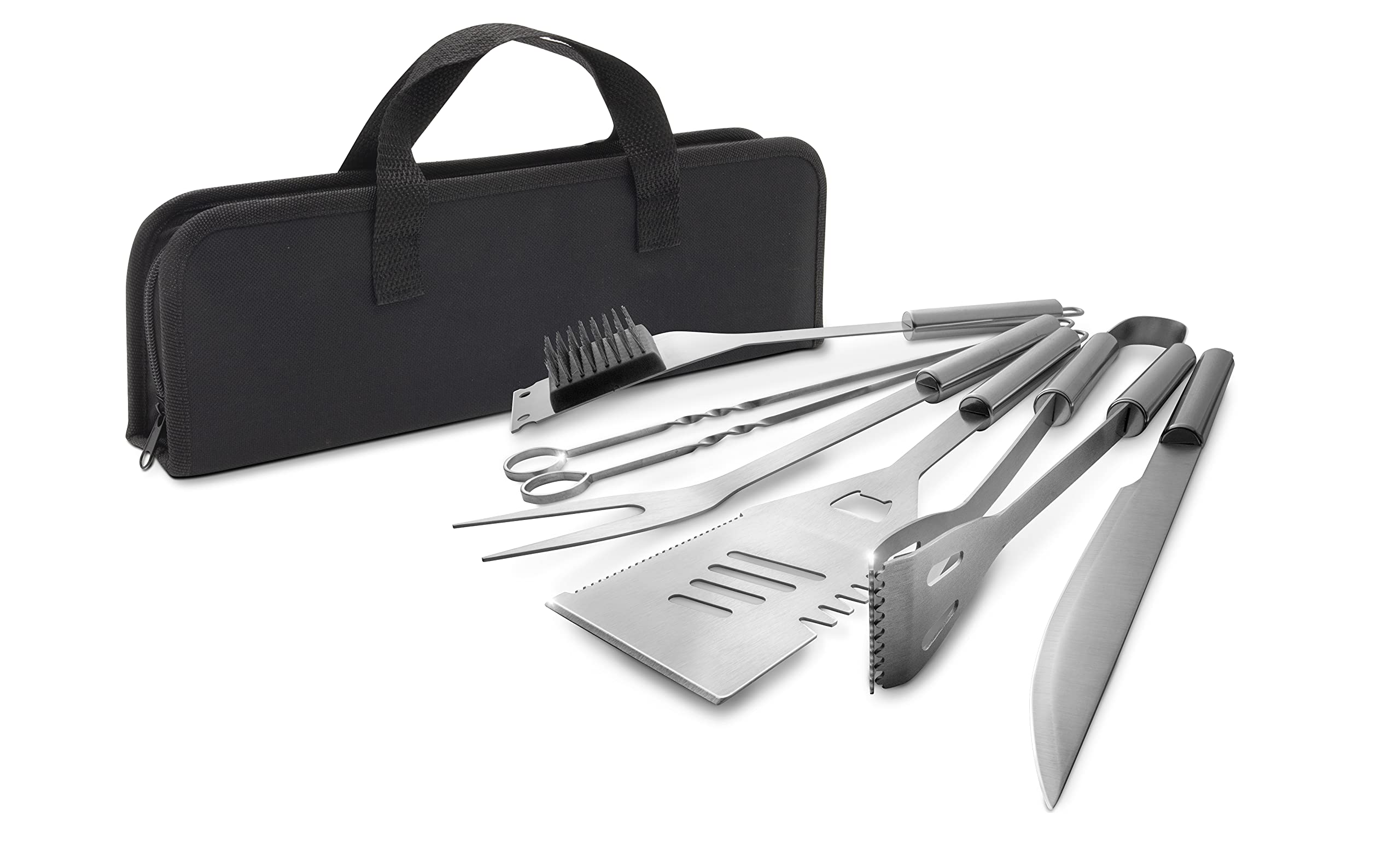 Premium Stainless Steel BBQ Grill Tools Set - 7-Piece Grilling Accessories Kit with Portable Carrying Bag for Outdoor Cooking, Camping & Backyard Barbecues