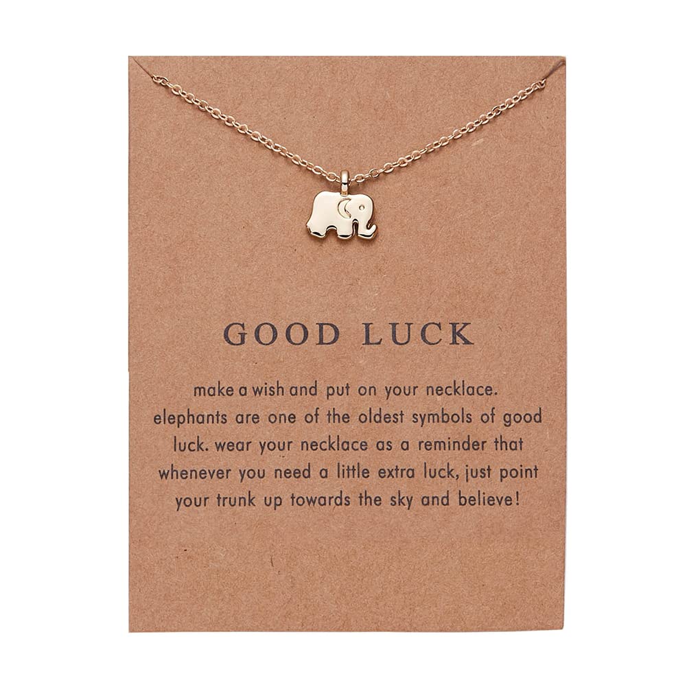 Lucky Elephant Necklace for Women - Birthday & Christmas Gift for Daughter, Sister, Friend - with Message Card for Special Occasions