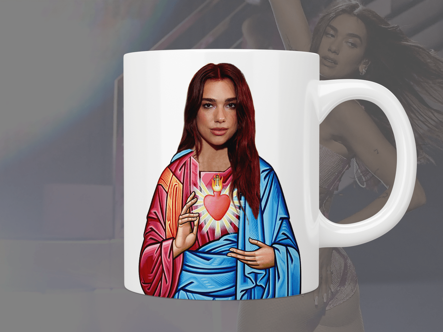 Saint Dua Lipa Coffee Mug - 11oz Ceramic Cup with Handle - Perfect for Tea, Coffee & Hot Chocolate - Great Gift for Music Fans & Home Office Use