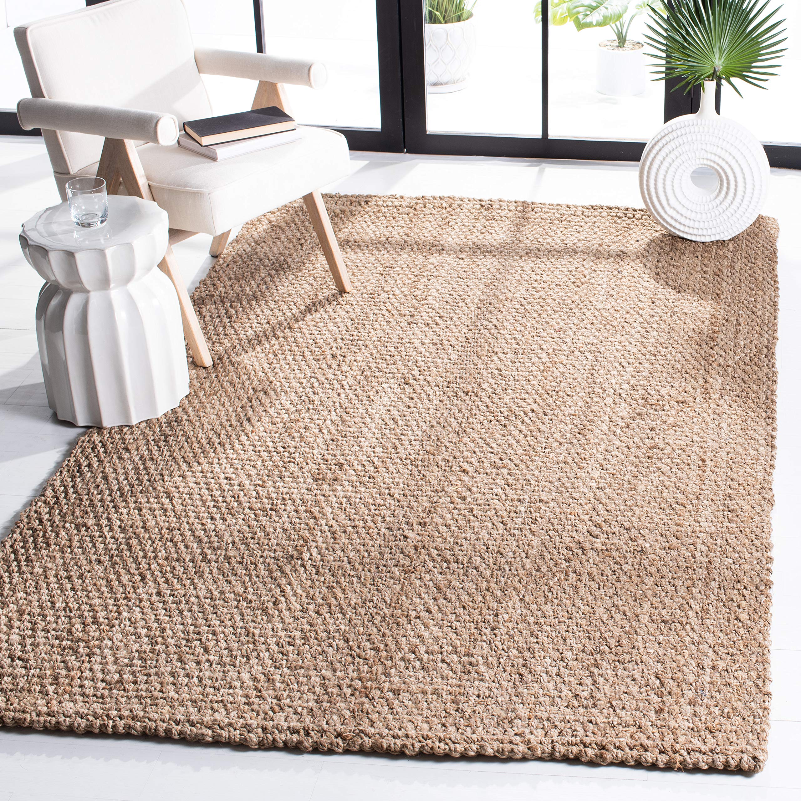 SAFAVIEH Handmade Natural Jute Area Rug 8' x 10' - Rustic Farmhouse Style, Durable & Eco-Friendly Floor Mat for High Traffic Living Room, Bedroom, Dining Area | Perfect for Boho, Coastal & Neutral Home Decor (NF189A)