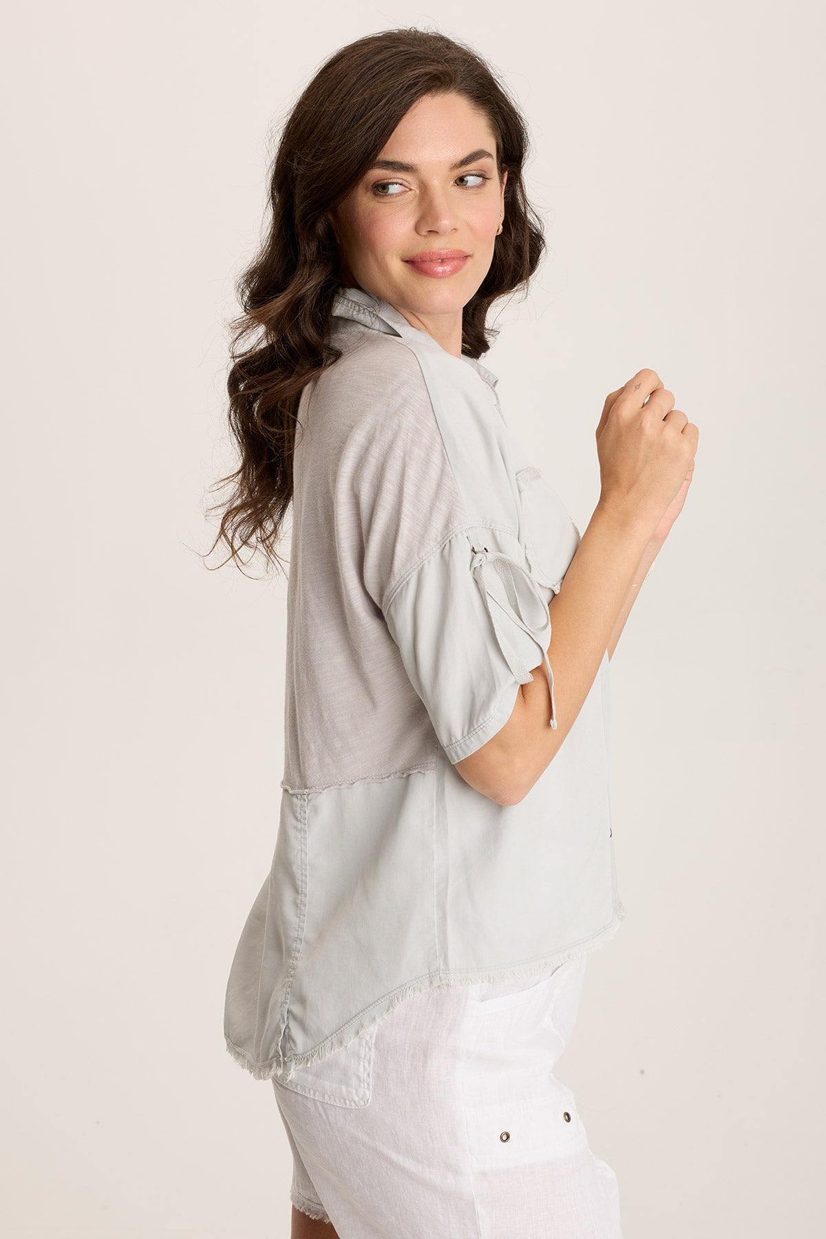 Vinton Twill Jersey Button Up Collared Shirt for Women - Casual & Office Wear - Comfortable Stretch Fabric for Everyday Style