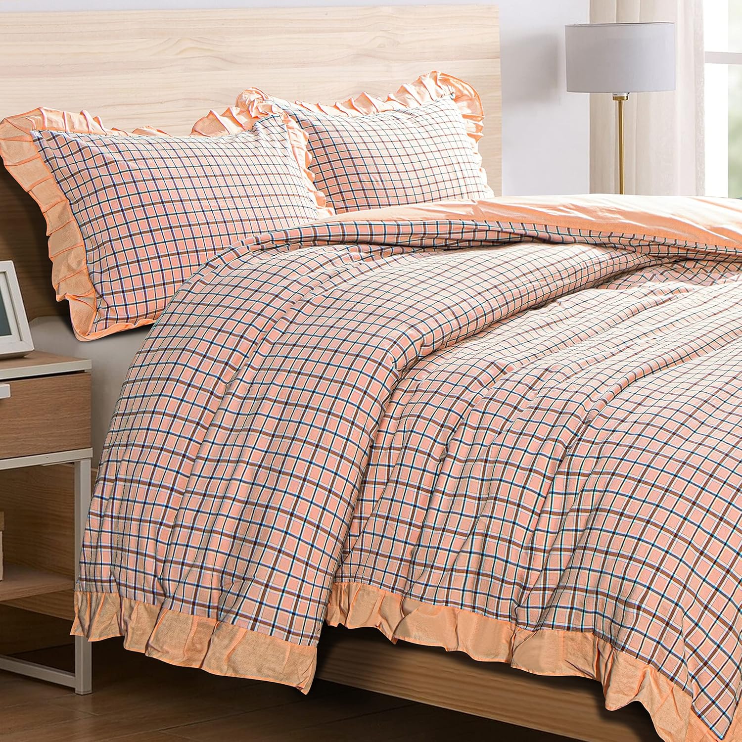 Washed Cotton Ruffled Duvet Cover Set - Soft & Breathable 3-Piece Bedding | NTBAY® - Perfect for Cozy Bedrooms, Guest Rooms & Boho Chic Home Decor