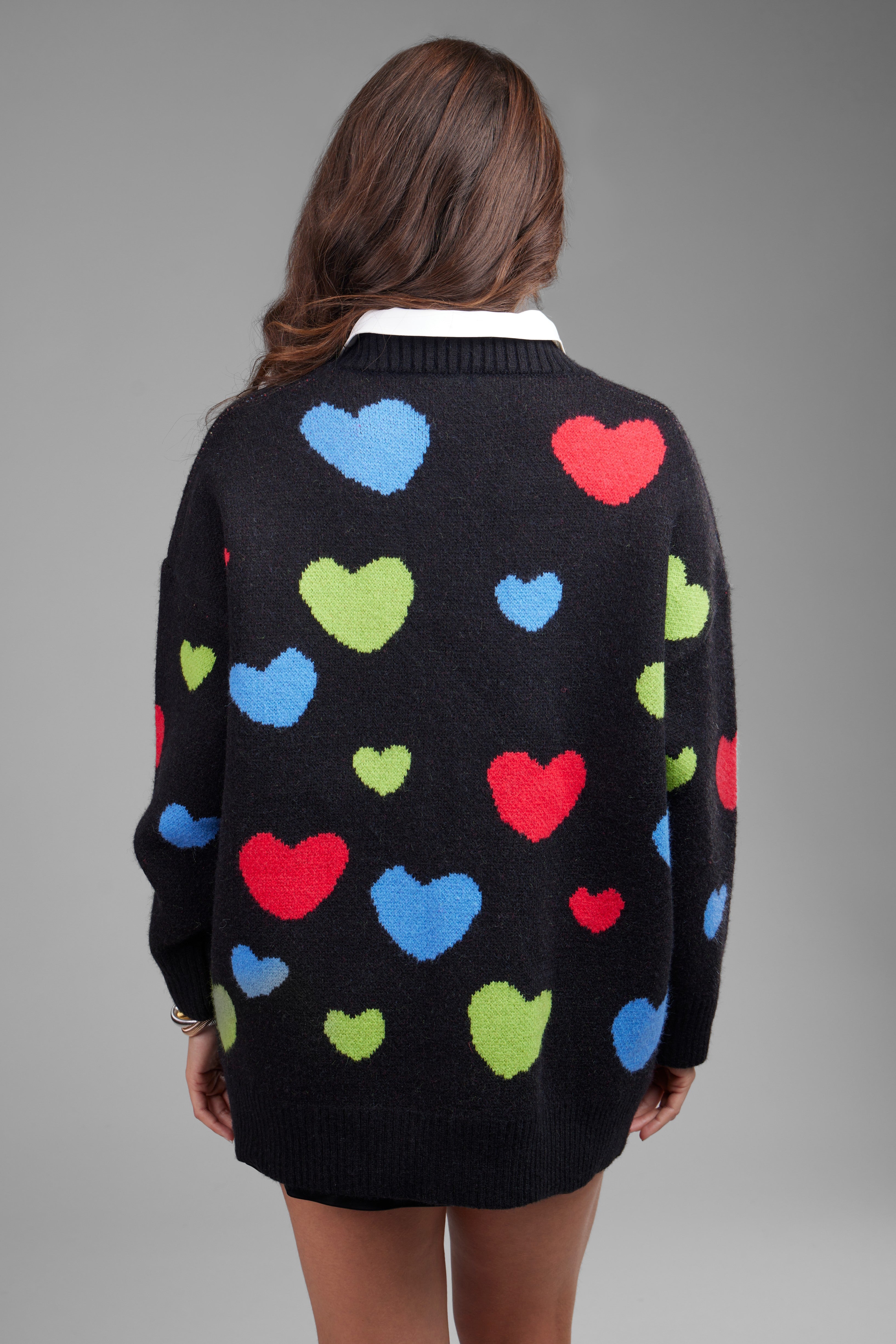 Stylish Multicolor Heart Button Cardigan for Women - Cozy & Trendy Knit Sweater for Casual Outfits, Date Nights & Layering