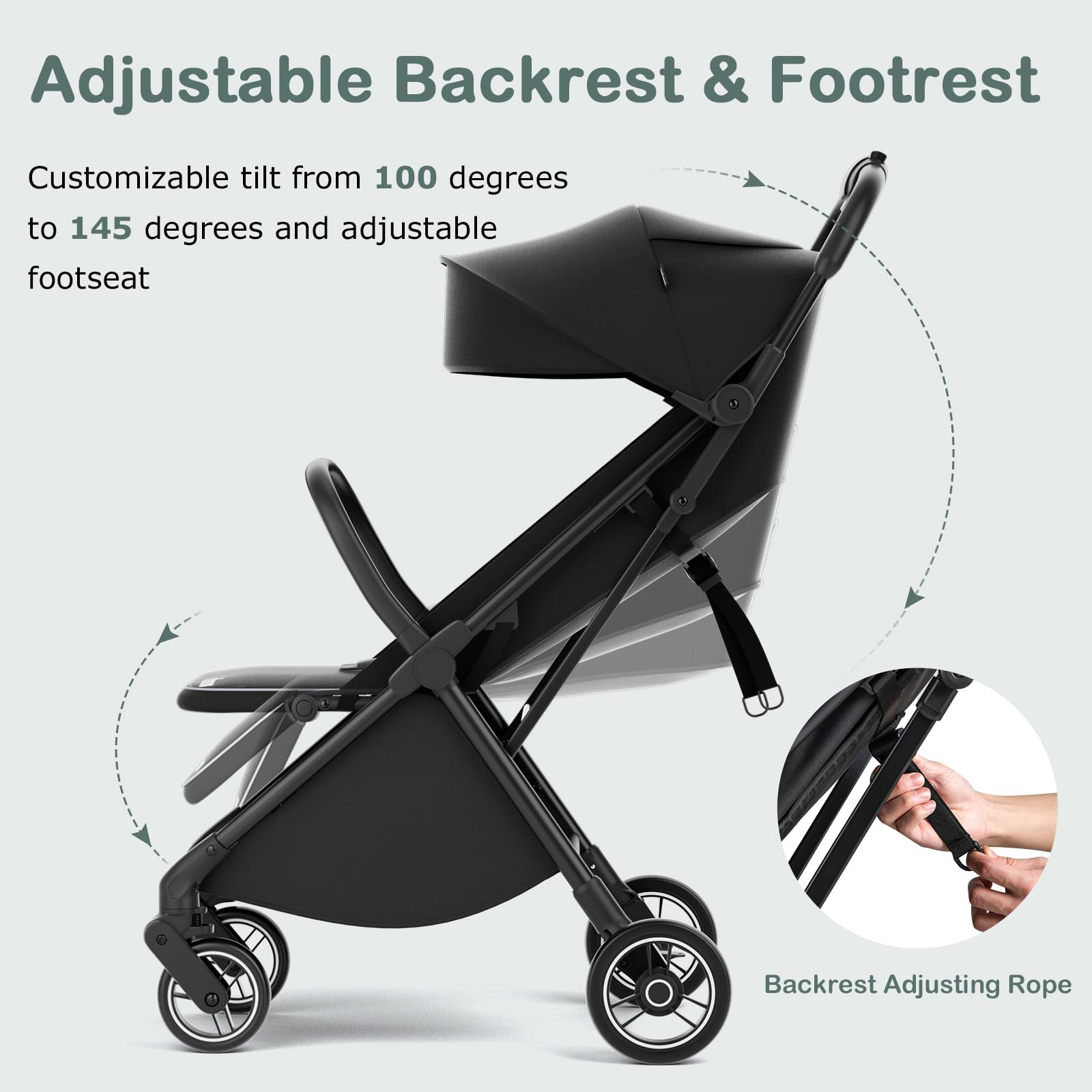 INFANS Lightweight Baby Stroller - Ultra Compact Foldable Travel Stroller for Airplane, One-Hand Gravity Fold with Near Flat Recline Seat, Suitable for Infants 0-36 Months | Perfect for Travel, Shopping & Daily Walks