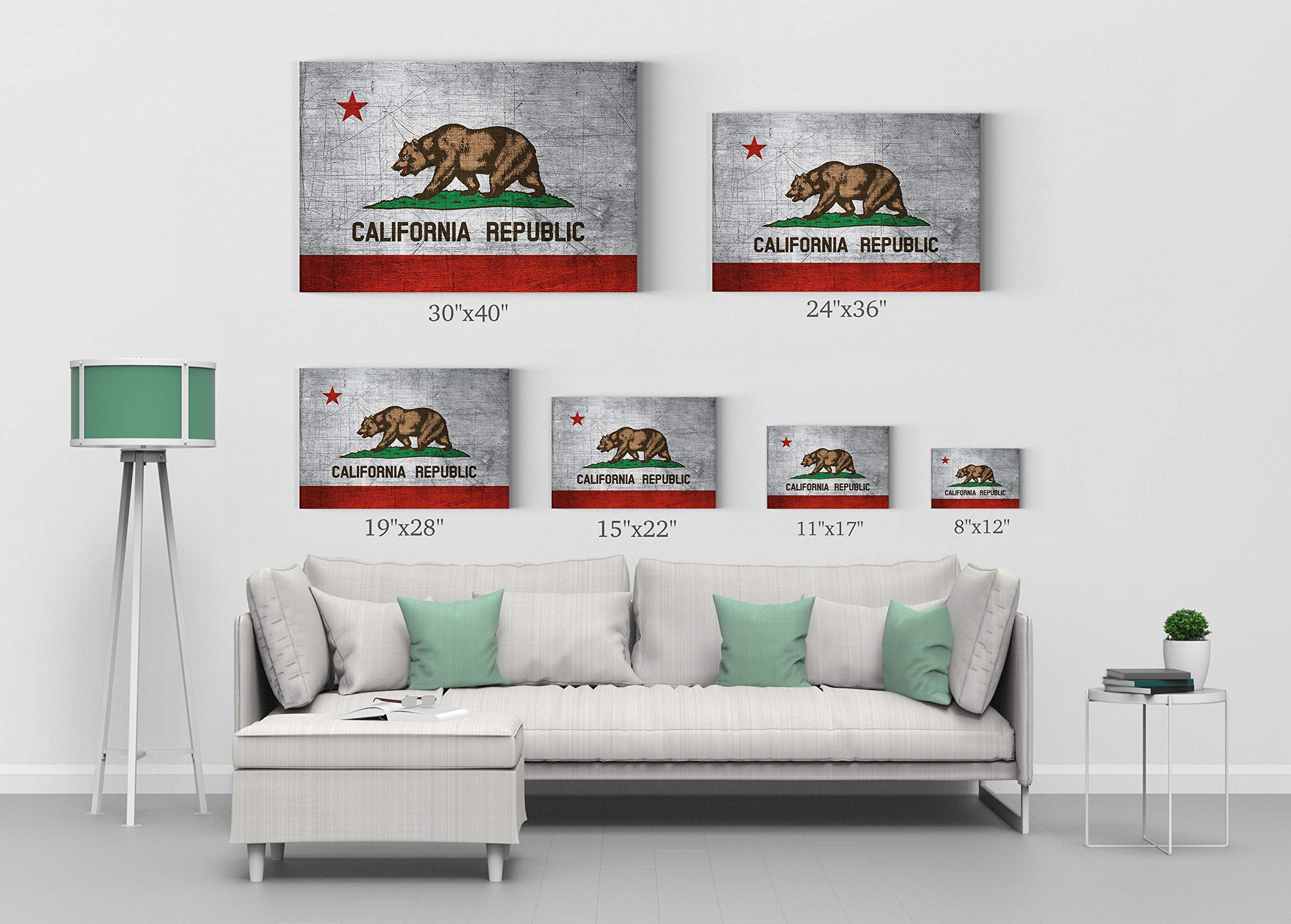 SmileArtDesign Los Angeles Wall Art - California Flag Canvas Print - Handmade in USA - 24x36 Inches - Ready to Hang Home Decor for Living Room, Bedroom & Office