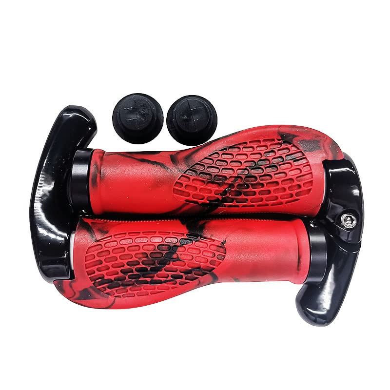 Ergonomic Bike Grips - Comfortable MTB Handlebar Grips with Bar End Plugs for Mountain & Road Bicycles | Non-Slip Cycling Accessories for Long Rides & Commuting
