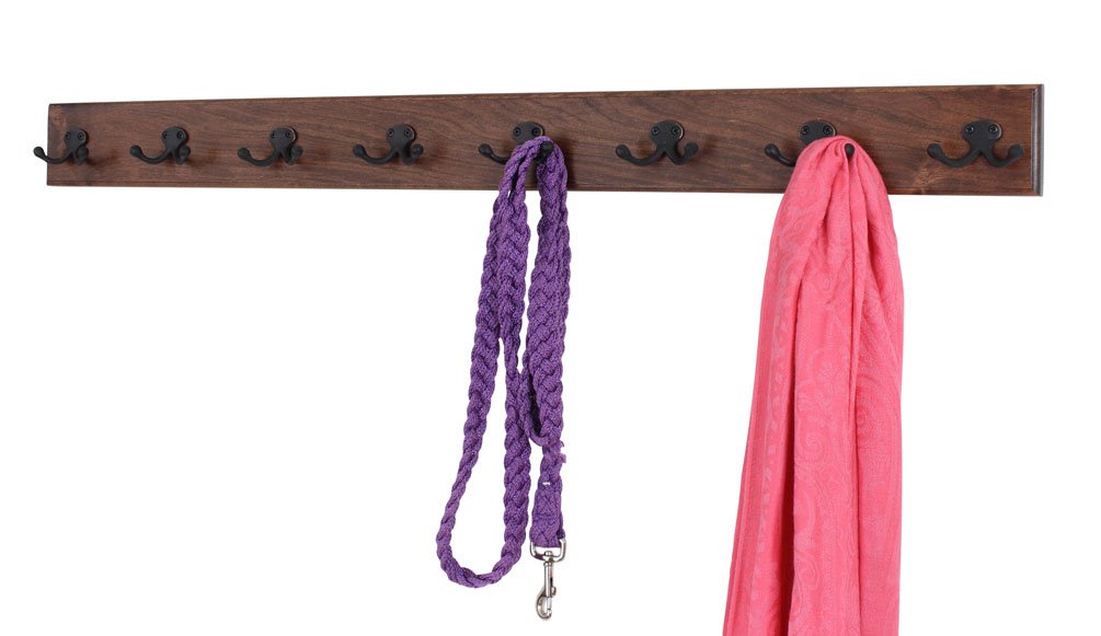 Solid Cherry Wood Wall Mounted Coat Rack with 7 Oil Rubbed Bronze Hooks - 36