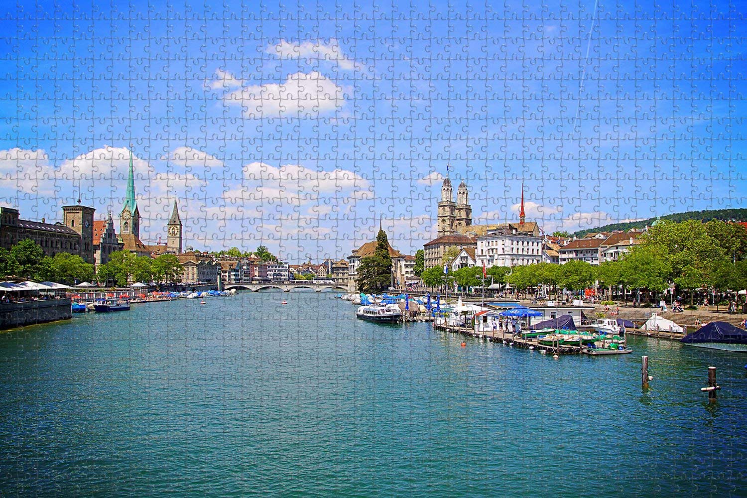 1000-Piece Jigsaw Puzzle for Adults - Switzerland Grossmunster Zurich Landmark Travel Souvenir | Perfect for Relaxation, Home Decor & Gift Giving