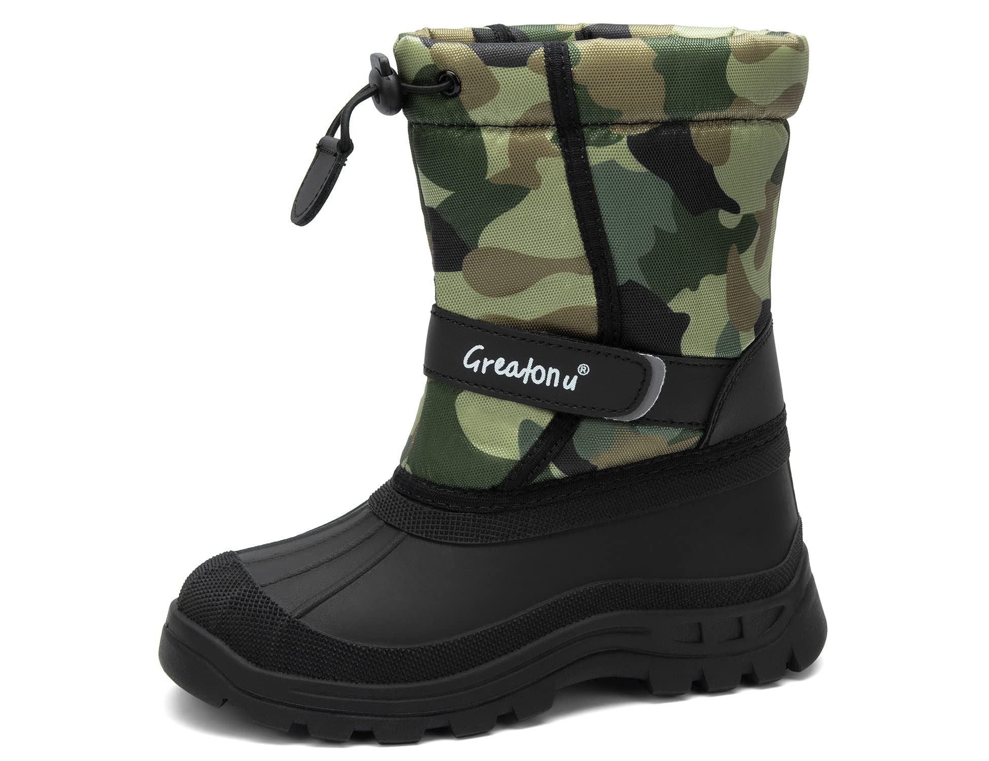 Greatonu Waterproof Kids Snow Boots for Boys & Girls - Insulated Mid Calf Winter Duck Boots for Snow Play, Hiking & Cold Weather
