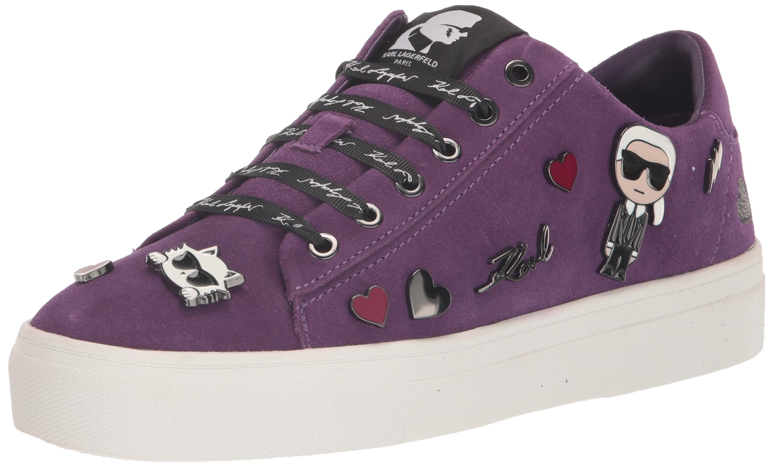 Karl Lagerfeld Paris Women's Cate Pins Sneakers - Fashionable White Leather Low-Top Shoes for Casual Wear & Street Style Outfits