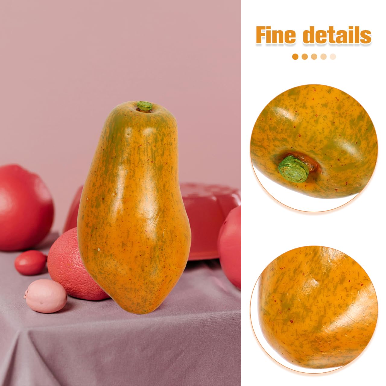PRETYZOOM Artificial Papaya Fruit - Realistic Fake Pawpaw Model for Home Decor, Party Arrangements & Photography Props | PU Material Durable Simulation Fruit for Kitchen, Dining Table Centerpiece & Wedding Decorations
