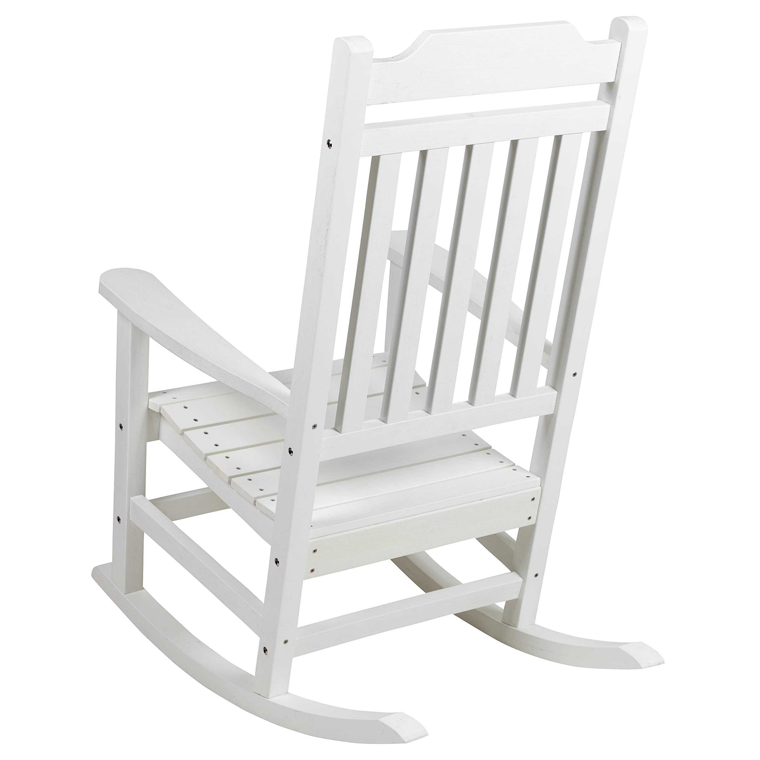 All-Weather Poly Resin Rocking Chair in White - Durable Outdoor Patio Furniture for Garden, Porch & Poolside Relaxation