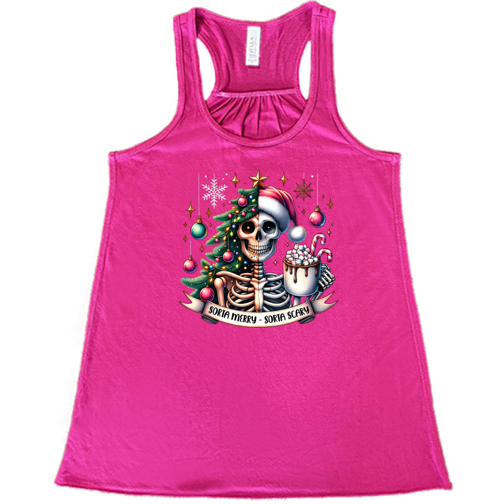 Sorta Merry Sorta Scary Shirt - Funny Christmas Halloween Graphic Tee for Men & Women - Perfect for Holiday Parties & Costume Events