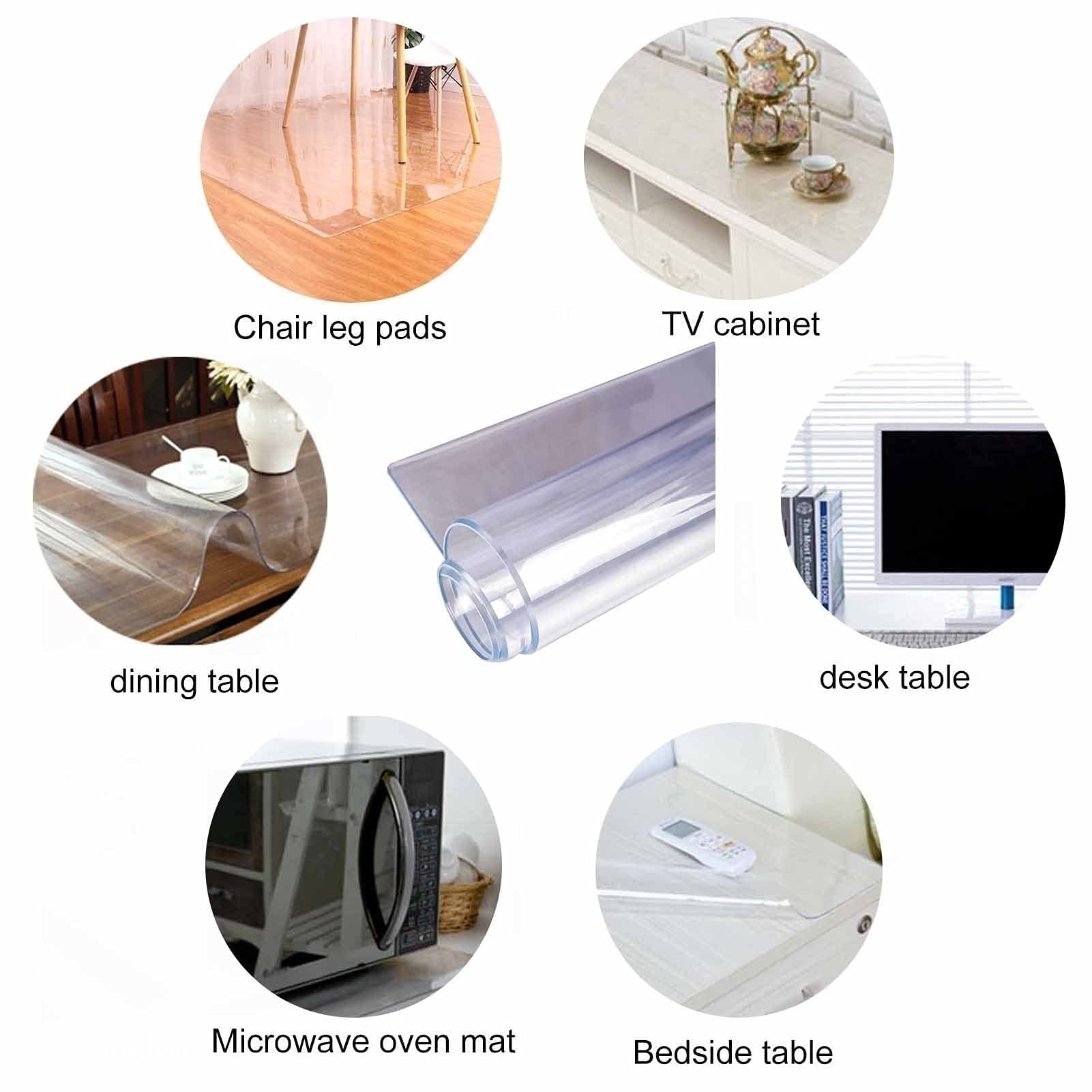 Clear Plastic Tablecloth - 2mm Thick Waterproof & Washable Table Protector Mat for Office, Coffee, Restaurant & Bar - 39x71in (100x180cm) - Perfect for Dining, Parties & Everyday Use
