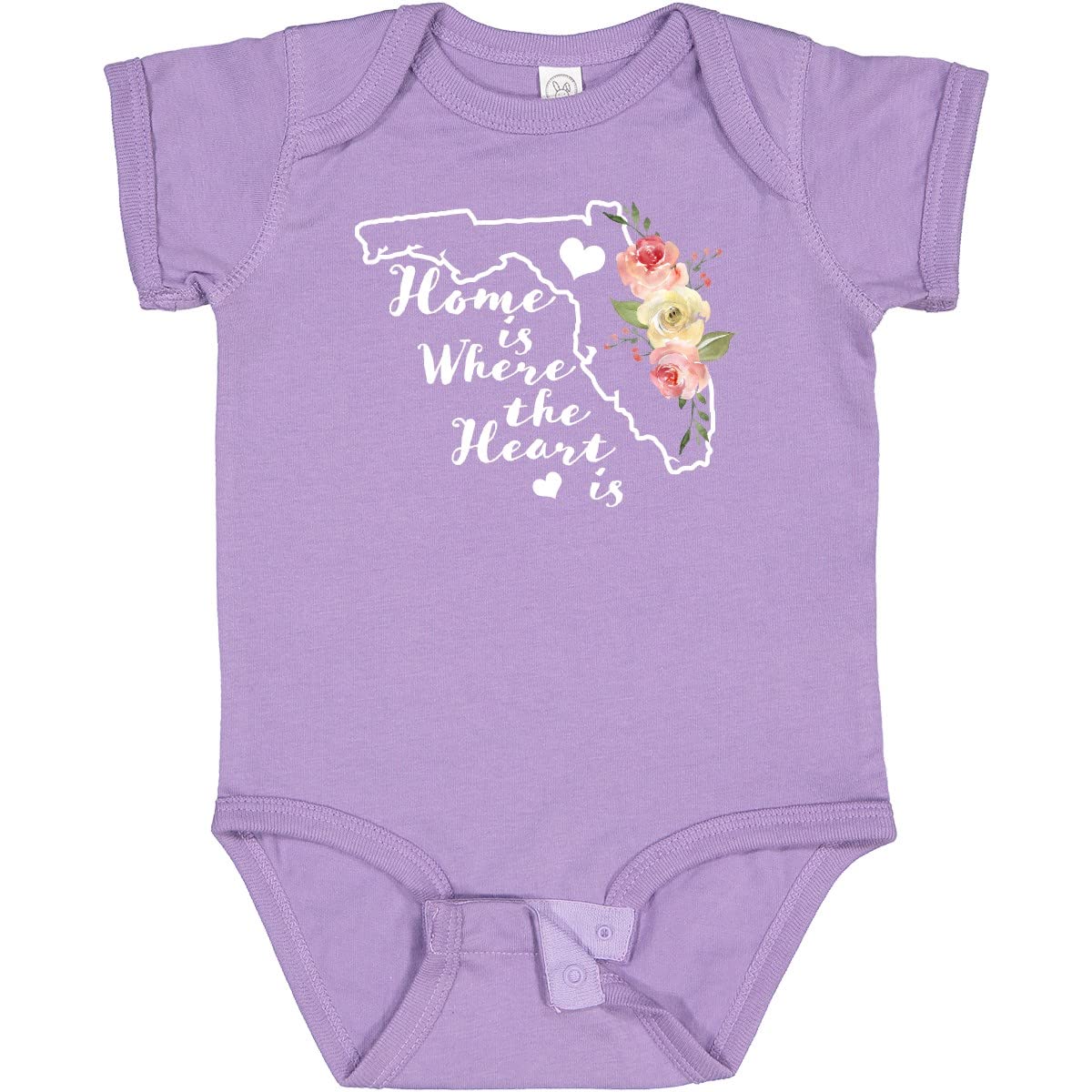 Inktastic Florida Home is Where The Heart is Watercolor Baby Bodysuit - Soft Cotton Infant Onesie for Newborns, Cute Gift for Baby Showers & Family Vacations