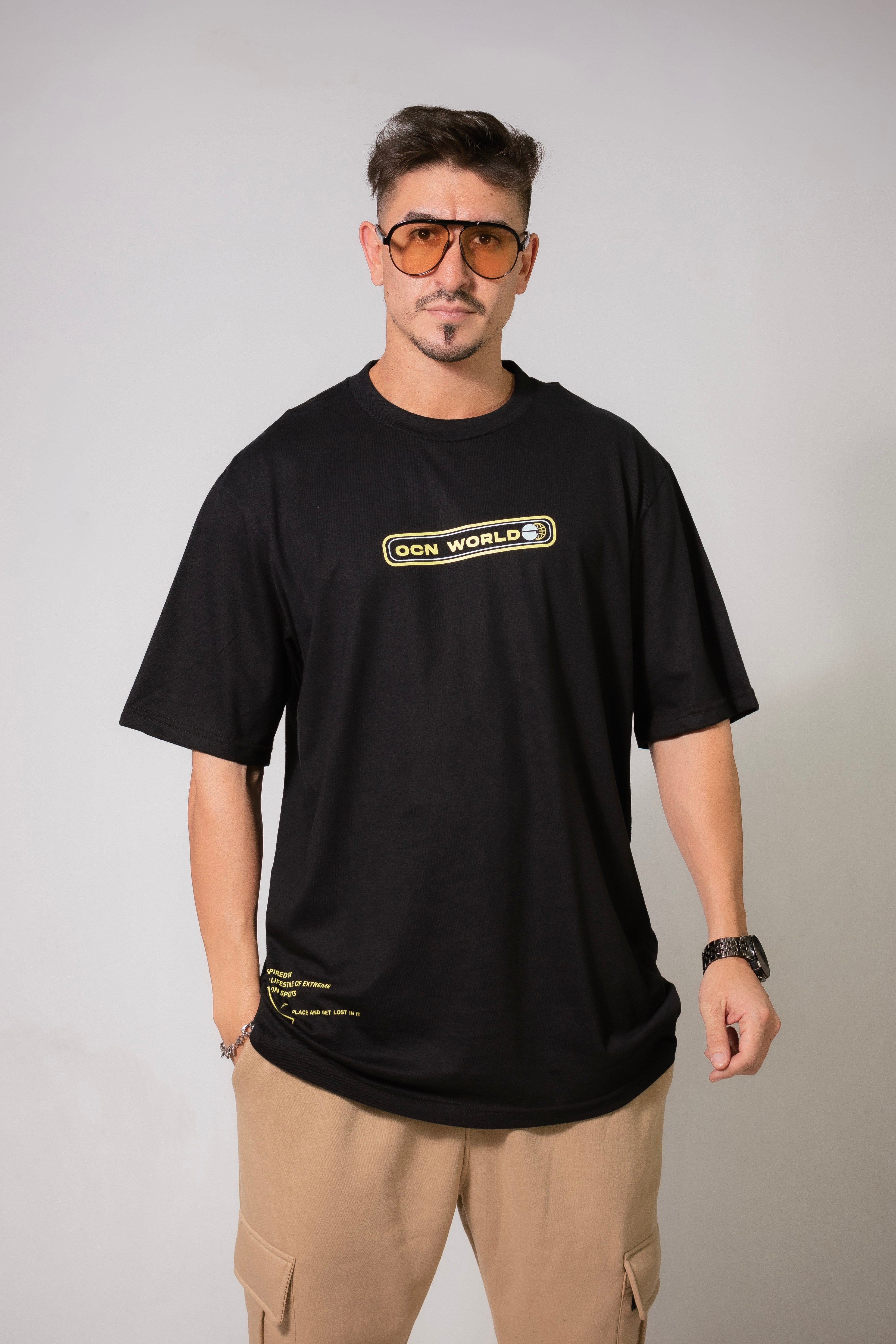 Premium Black OCN H T-Shirt for Men - Soft Cotton Casual Tee for Everyday Wear, Gym, and Outdoor Activities