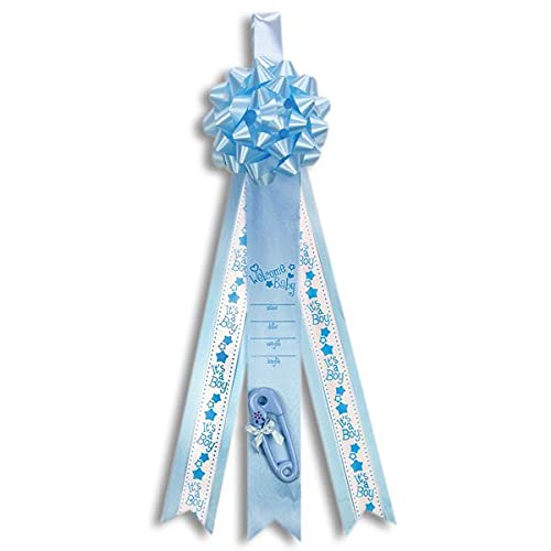 It's a Boy Baby Announcement Ribbon - Newborn Hospital Door Hanger for Baby Shower Decorations | Gender Reveal & Welcome Gift for Expecting Parents (Blue) - Perfect for Birth Announcements, Nursery Decor and New Mom Gifts