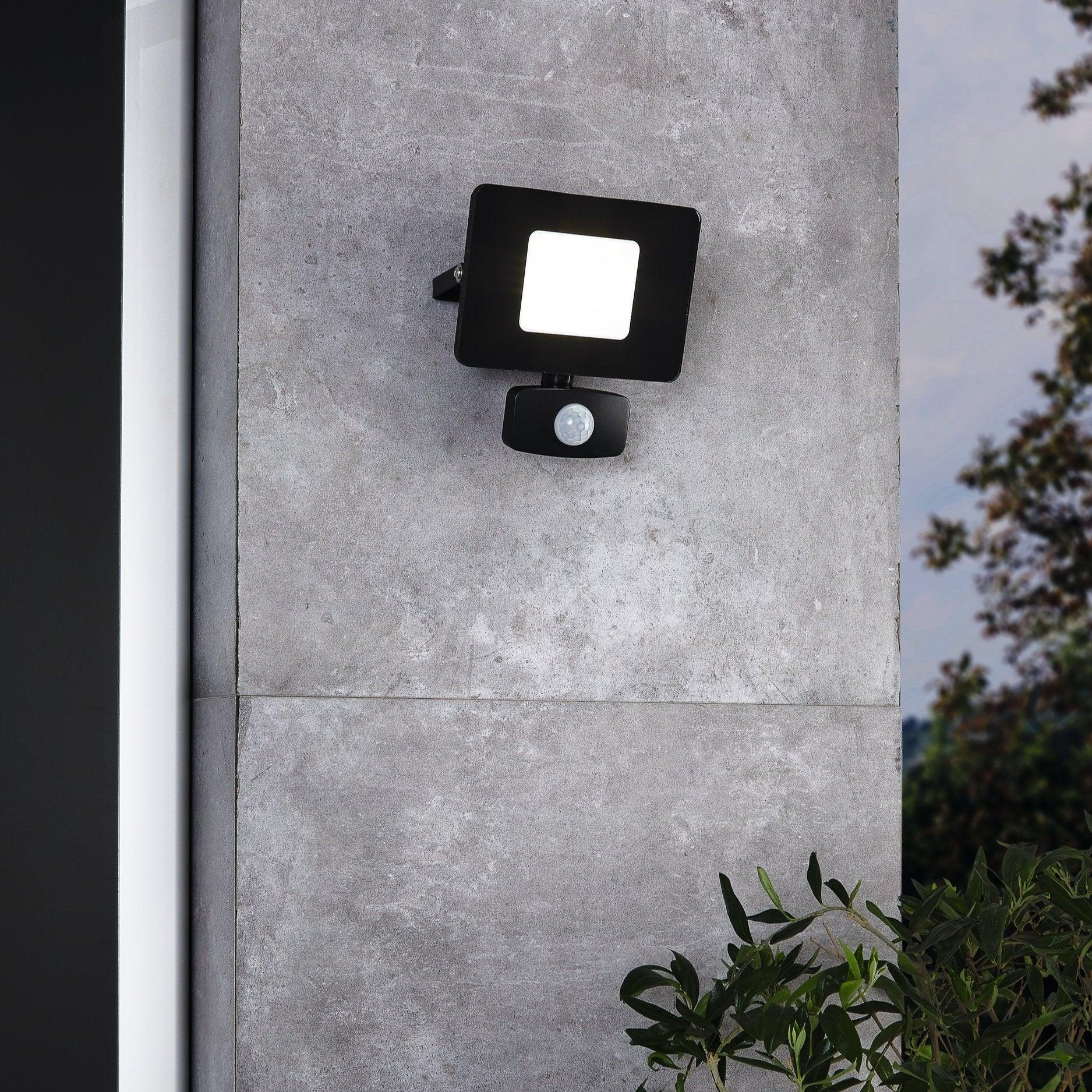 Eglo Faedo 3 IP44 Waterproof Outdoor LED Black PIR Motion Sensor Flood Light 21W - Perfect for Garden, Patio, Driveway Security Lighting